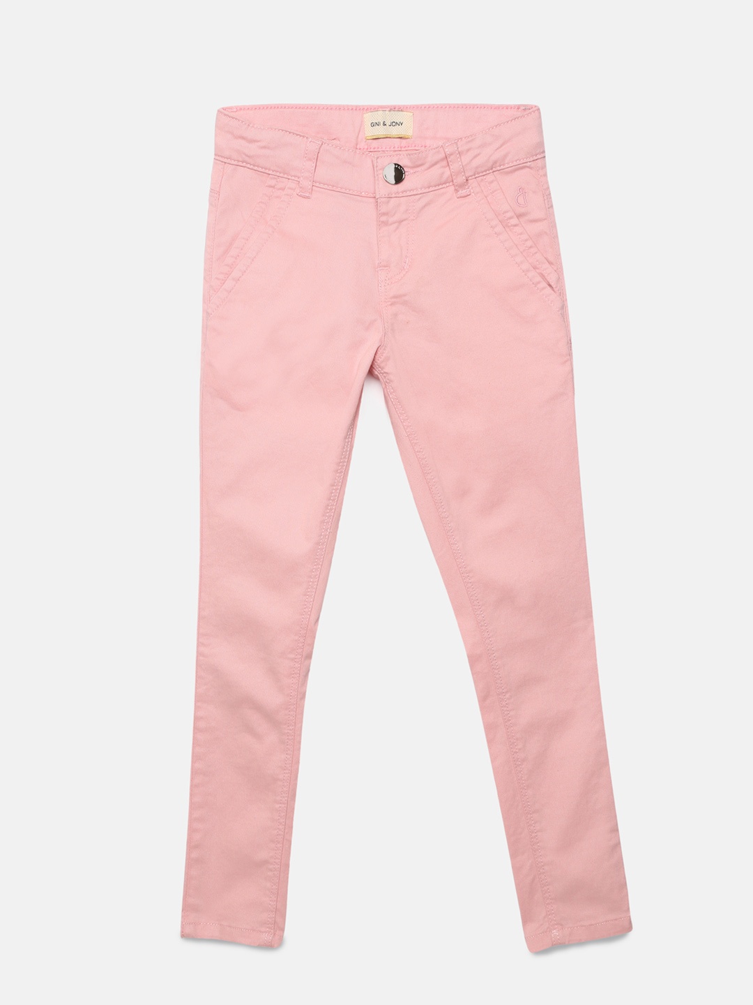 

Gini and Jony Girls Pink Regular Fit Mid-Rise Clean Look Chinos