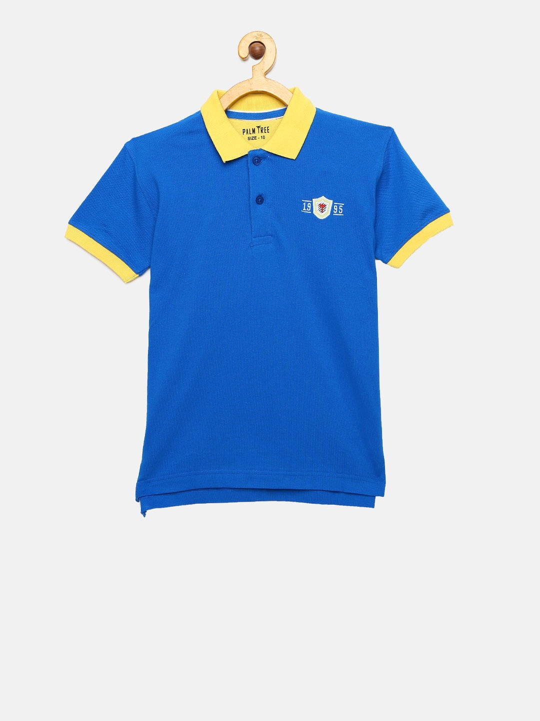 

Palm Tree Boys Blue Solid Polo Collar T-shirt