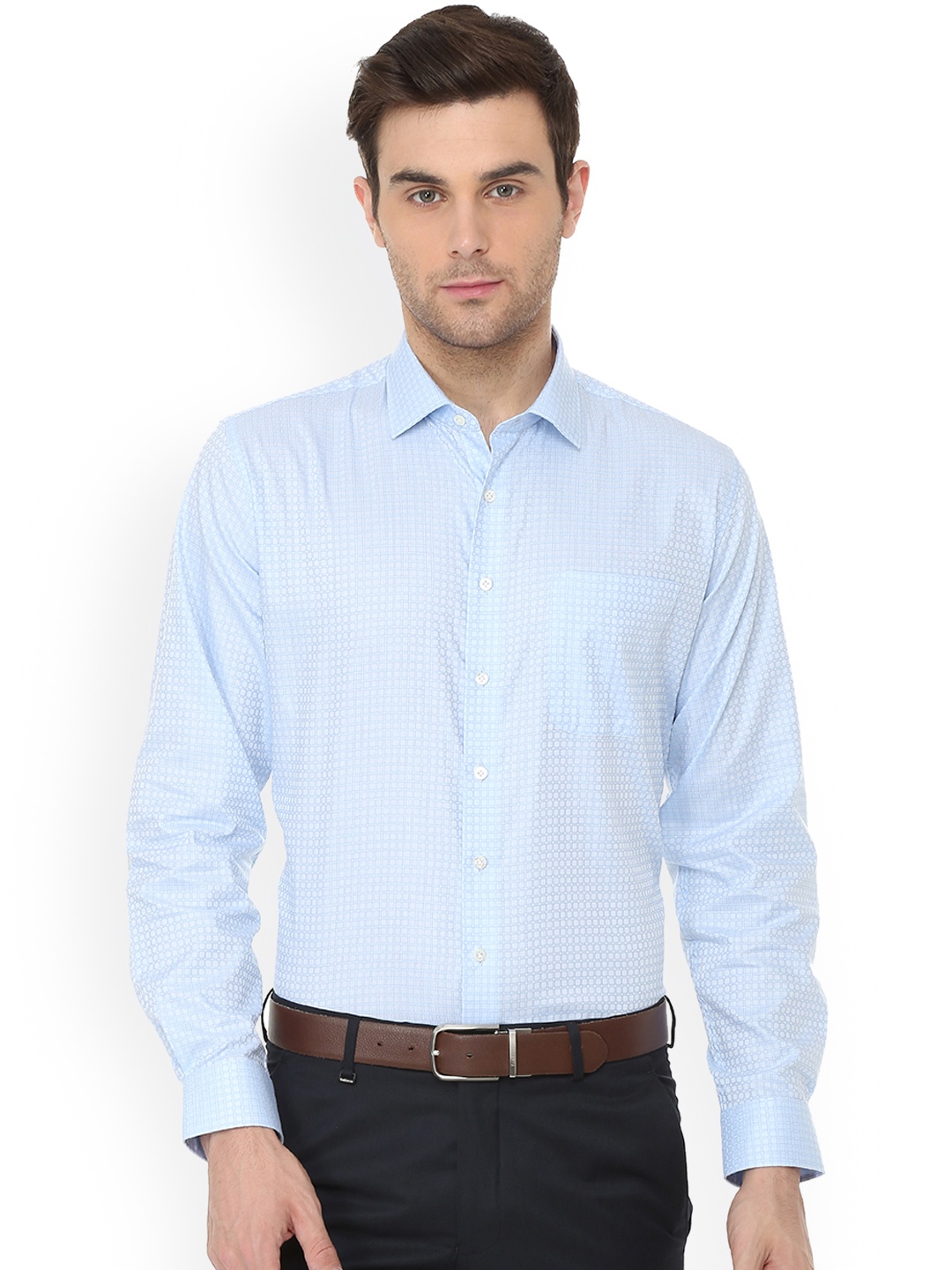 

Van Heusen Men Blue Regular Fit Checked Formal Shirt