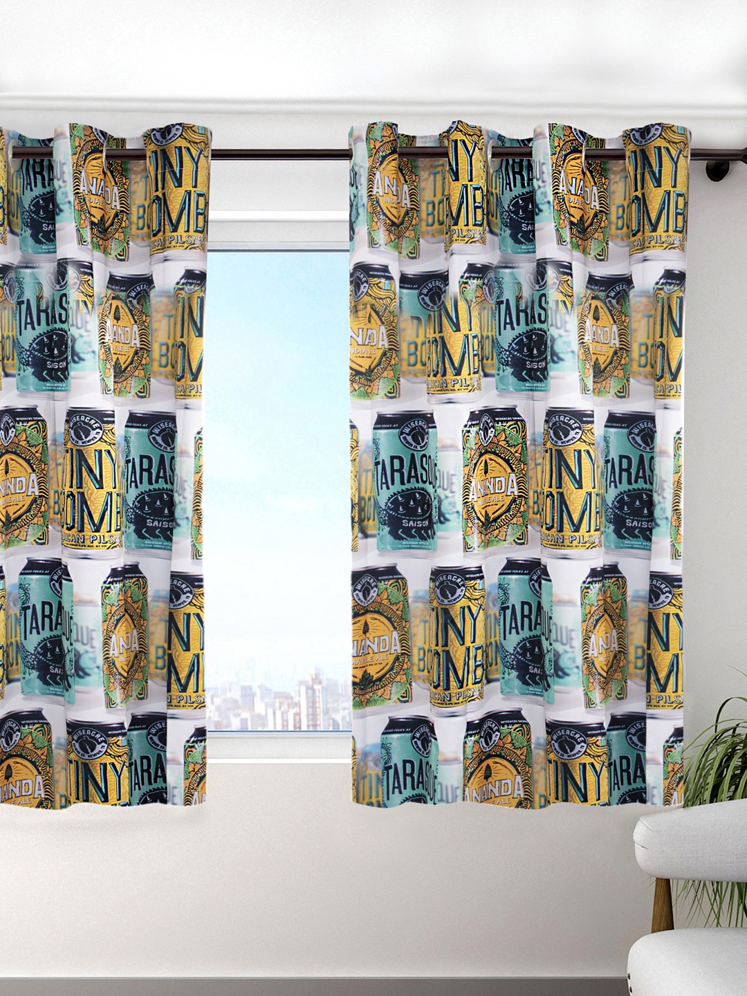

HOUZZCODE Multicoloured Room Darkening Curtain, Multi
