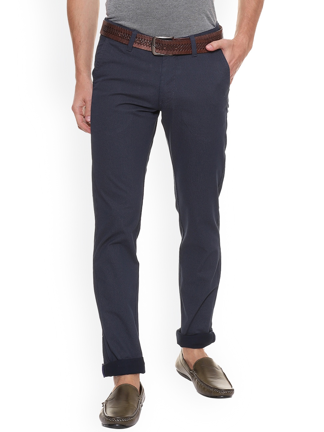 

Van Heusen Sport Men Navy Blue Slim Fit Self Design Chinos