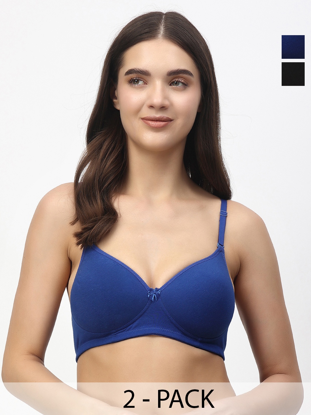 

Floret Pack of 2 Heavily Padded Medium-Coverage Non-Wired Seamless Push-Up Bra, Black