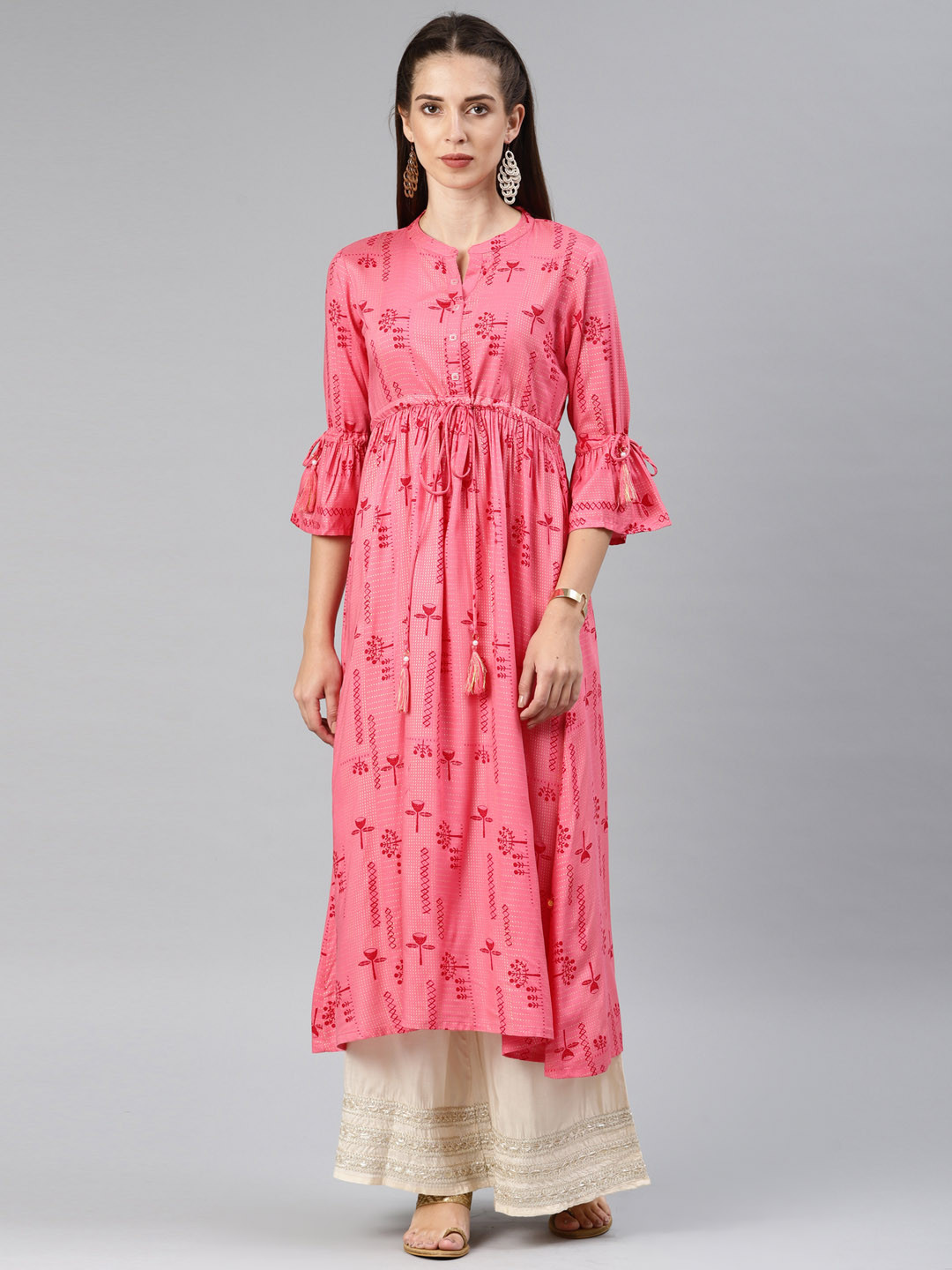 

Alena Women Pink Printed Empire A-Line Kurta