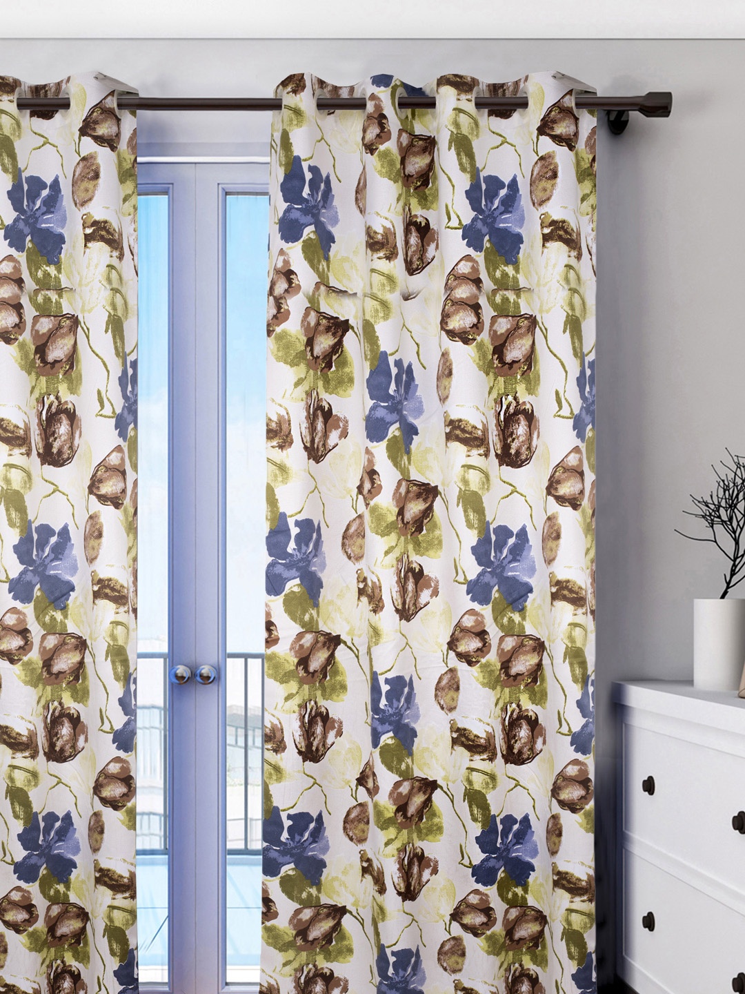 

HOUZZCODE Blue & Green Set of Single Curtain