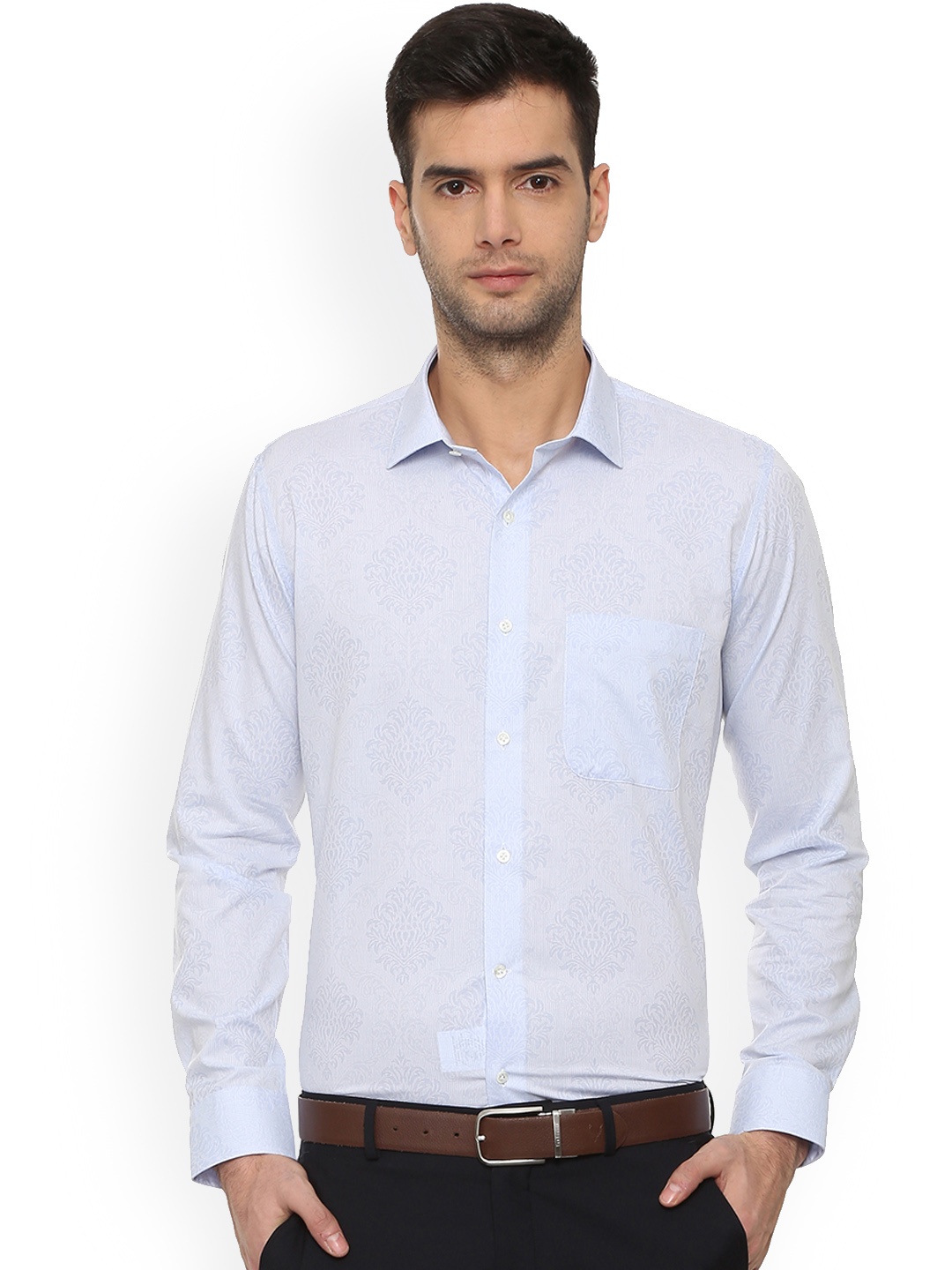 

Van Heusen Men Blue Slim Fit Self Design Formal Shirt