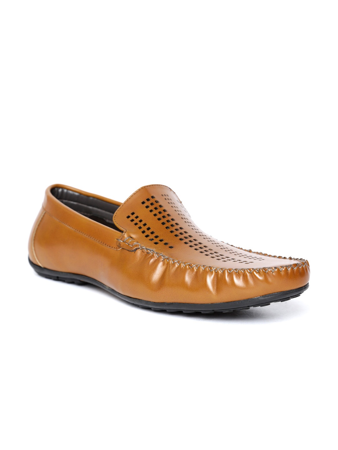 

San Frissco Men Tan Brown Laser Cut Driving Shoes