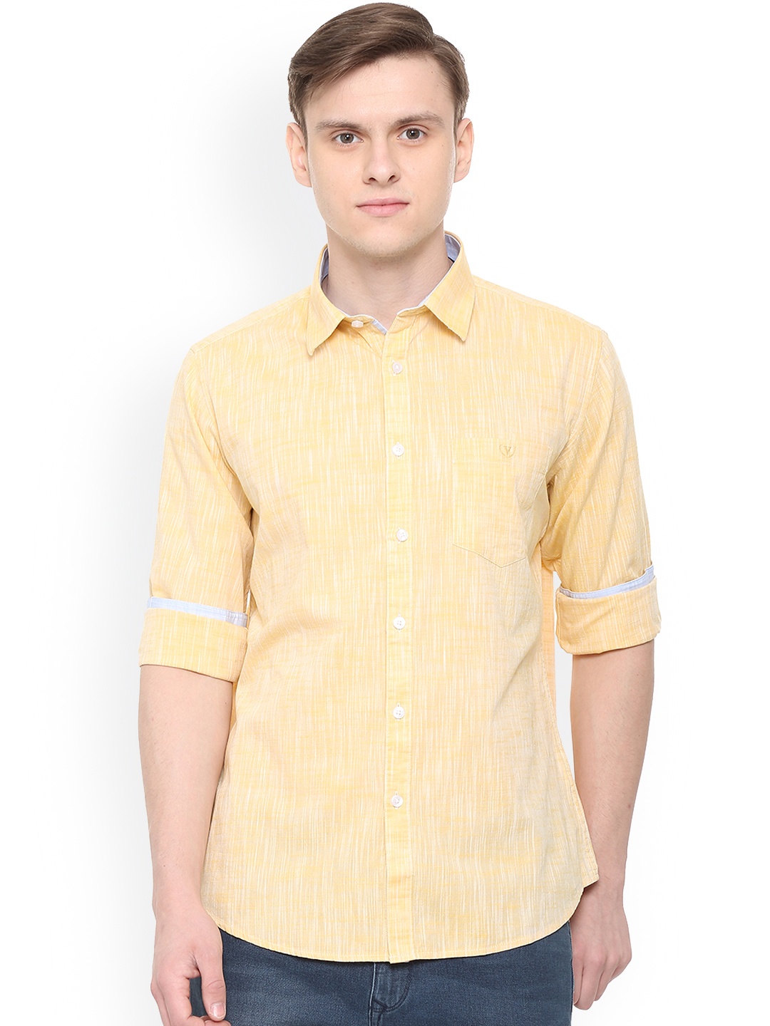 

Van Heusen Sport Men Yellow Slim Fit Solid Casual Shirt