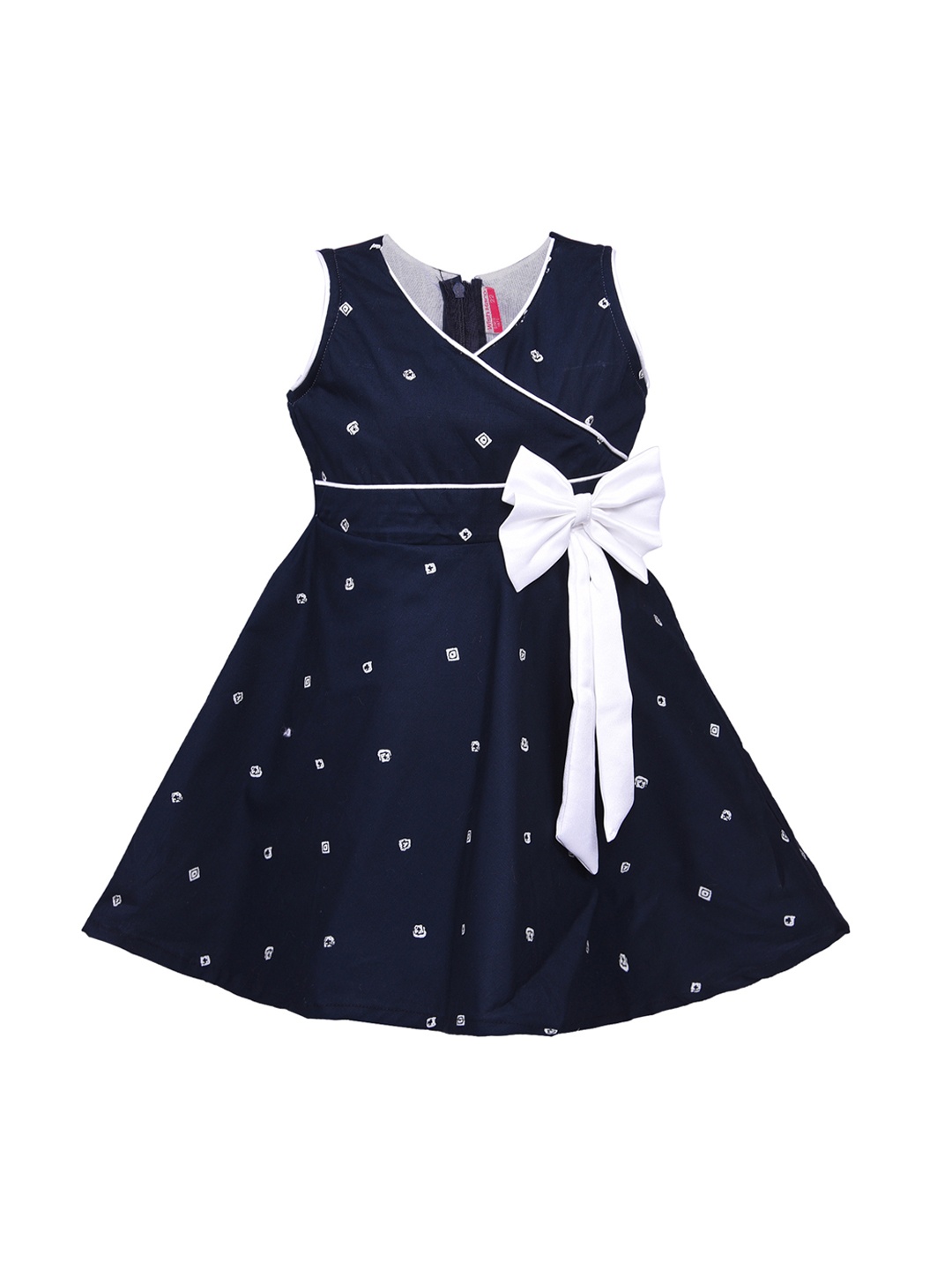 

Wish Karo Girls Navy Blue Printed Fit and Flare Dress