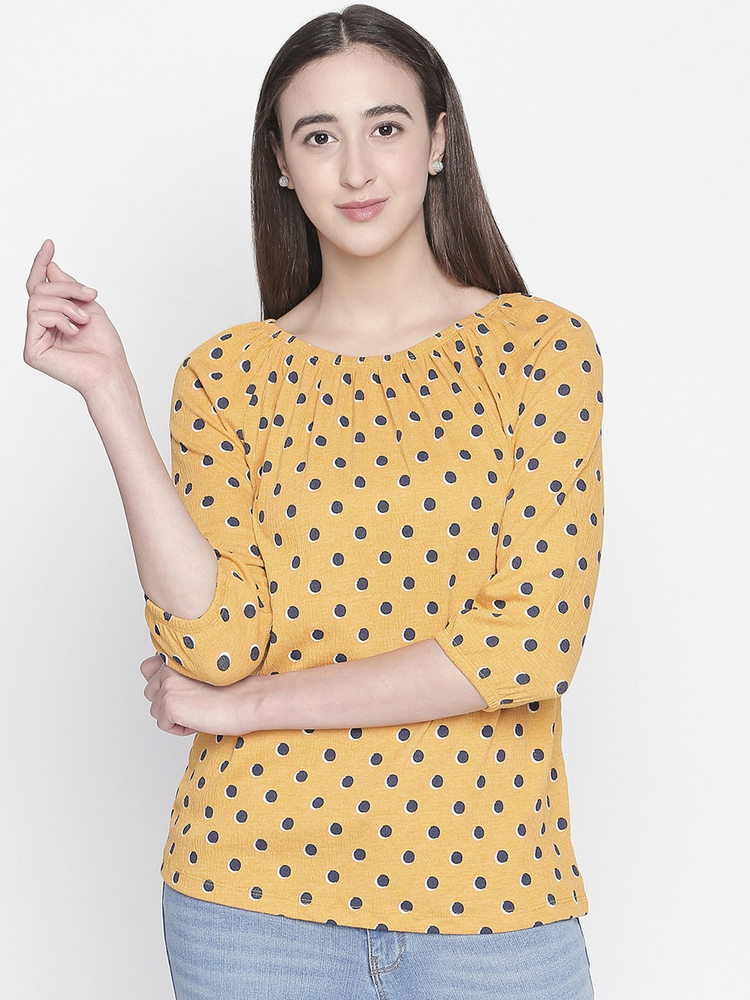 

Honey by Pantaloons Women Mustard Printed Top