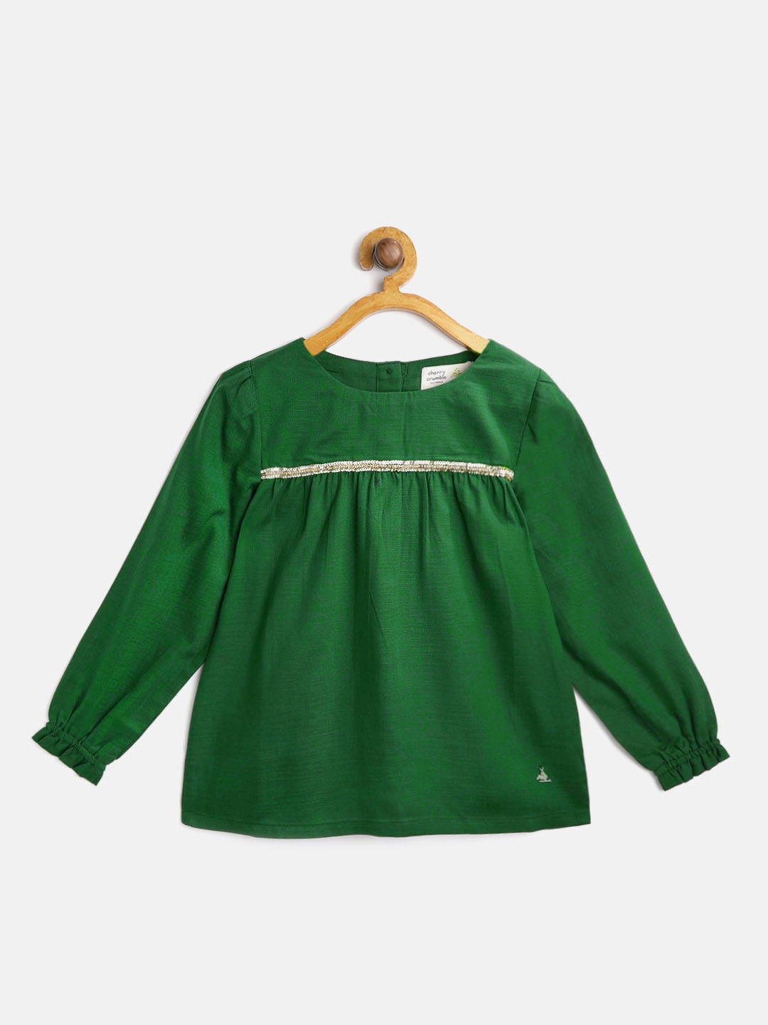 

Cherry Crumble Girls Green Solid A-Line Top