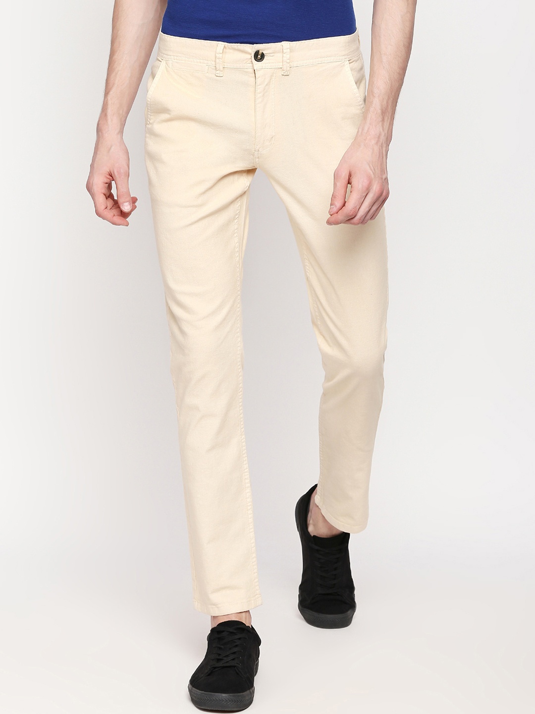 

Urban Ranger by pantaloons Men Beige Slim Fit Solid Regular Trousers