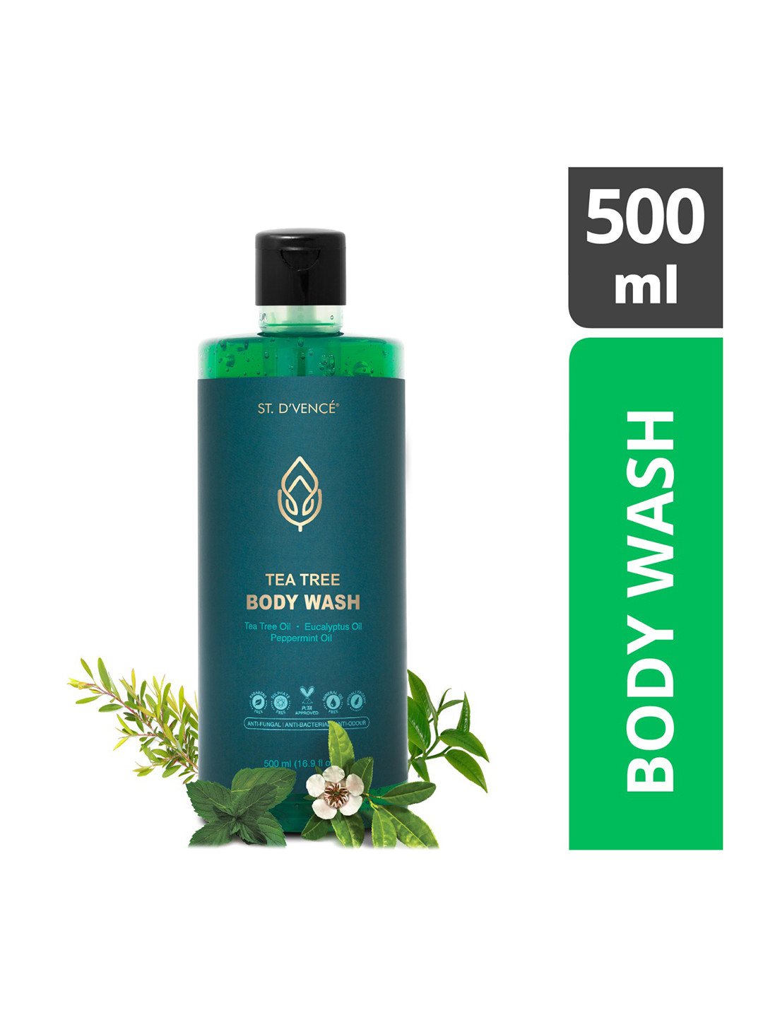

ST. DVENCE Unisex Tea Tree Bath & Body Wash 500ml, Green