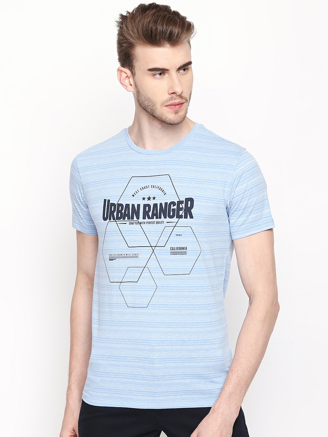 

Urban Ranger by pantaloons Men Blue Printed Round Neck T-shirt