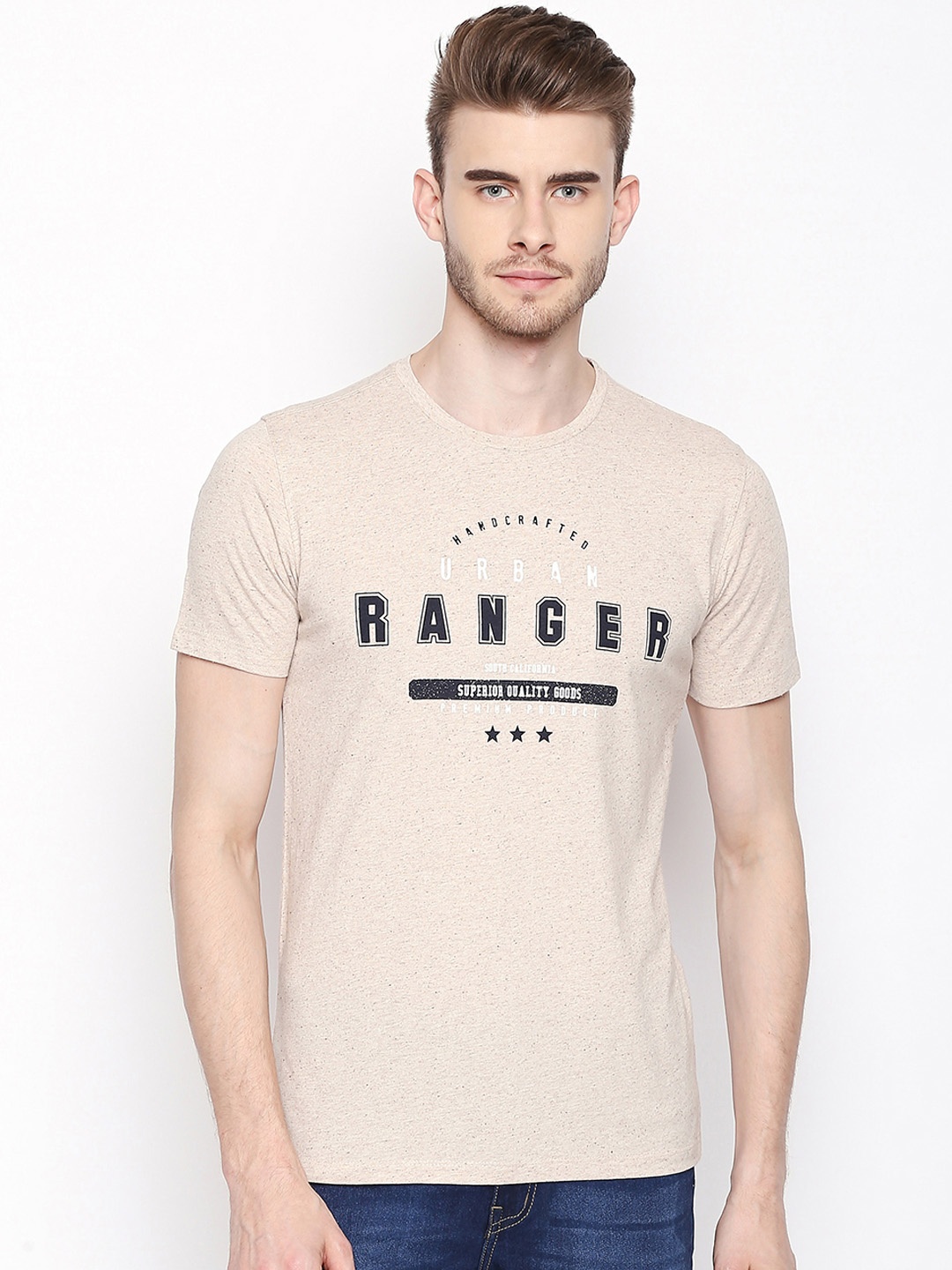 

Urban Ranger by pantaloons Men Orange Printed Round Neck T-shirt