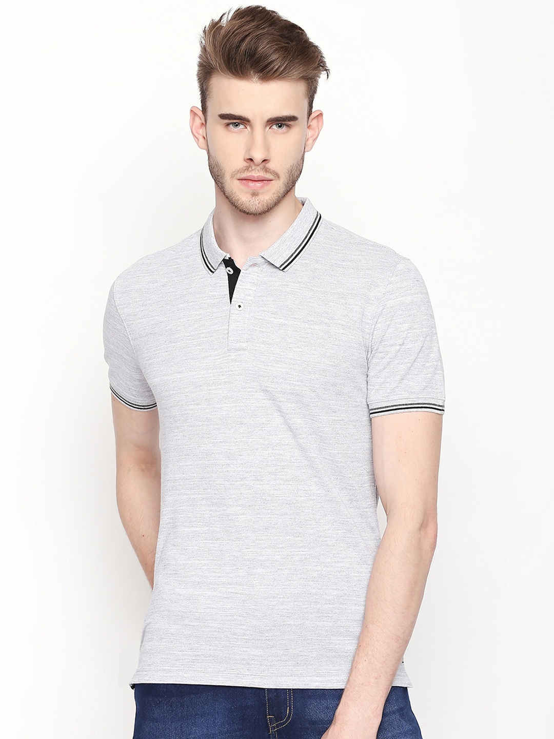 

Urban Ranger by pantaloons Men Grey Solid Polo Collar T-shirt