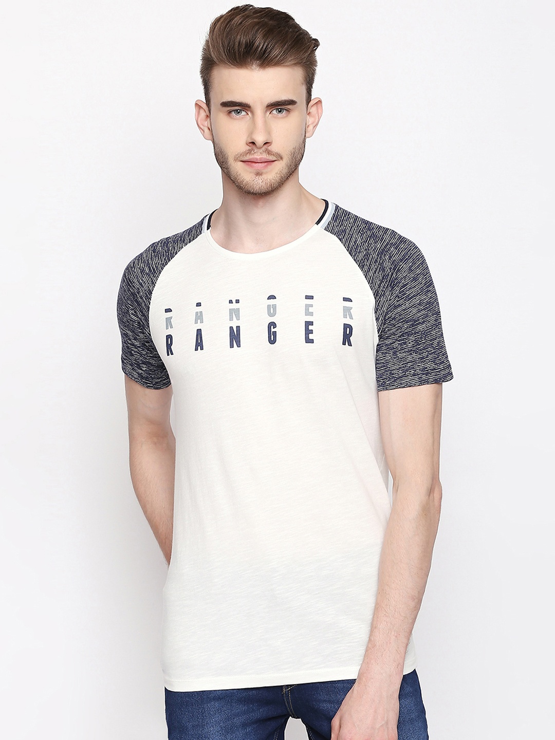 

Urban Ranger by pantaloons Men White Printed Round Neck T-shirt