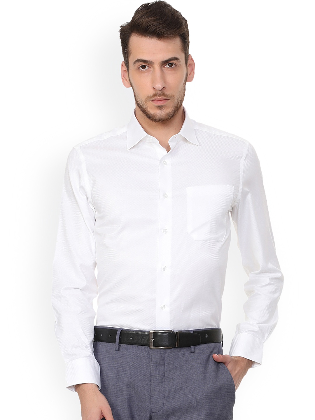 

Louis Philippe Men White Regular Fit Self Design Formal Shirt