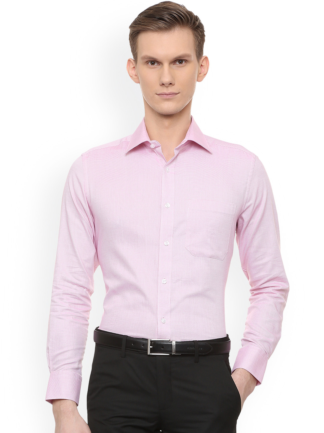 

Louis Philippe Men Pink Regular Fit Self Design Formal Shirt