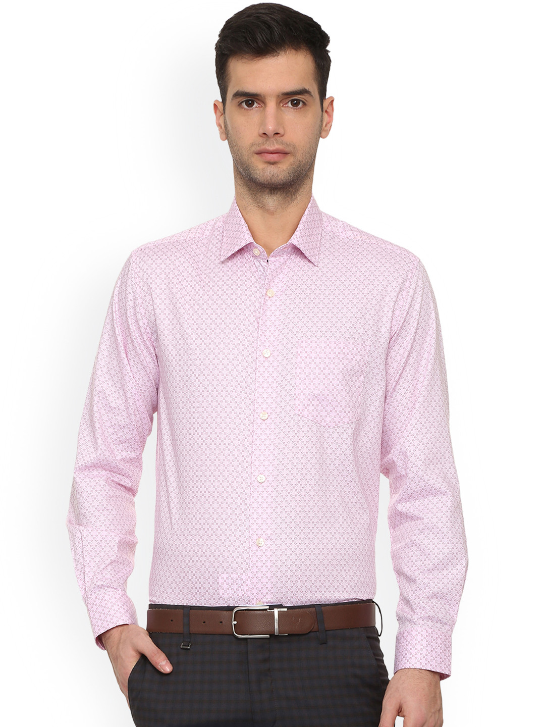 

Louis Philippe Men Pink Slim Fit Printed Formal Shirt