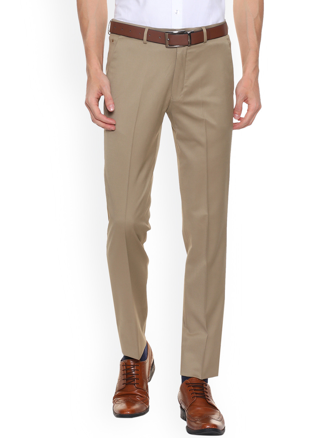 

Louis Philippe Permapress Men Brown Regular Fit Solid Formal Trousers