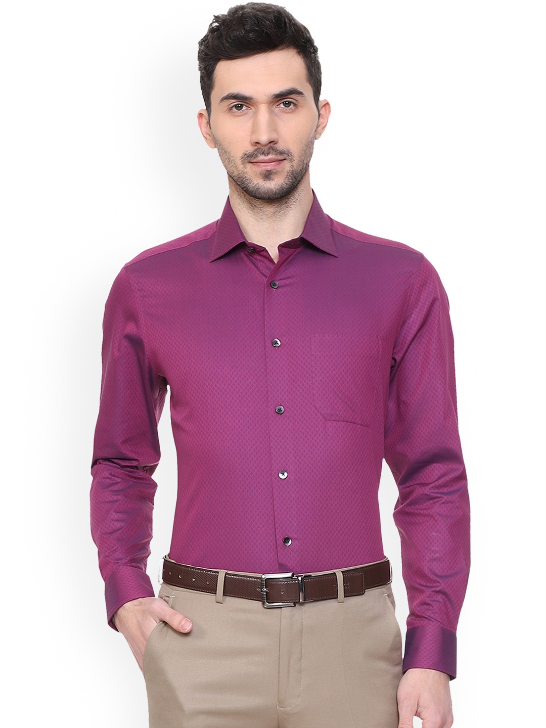 

Louis Philippe Men Purple Regular Fit Self Design Formal Shirt