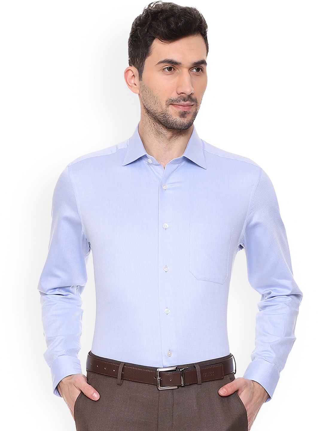 

Louis Philippe Men Blue Regular Fit Self Design Casual Shirt
