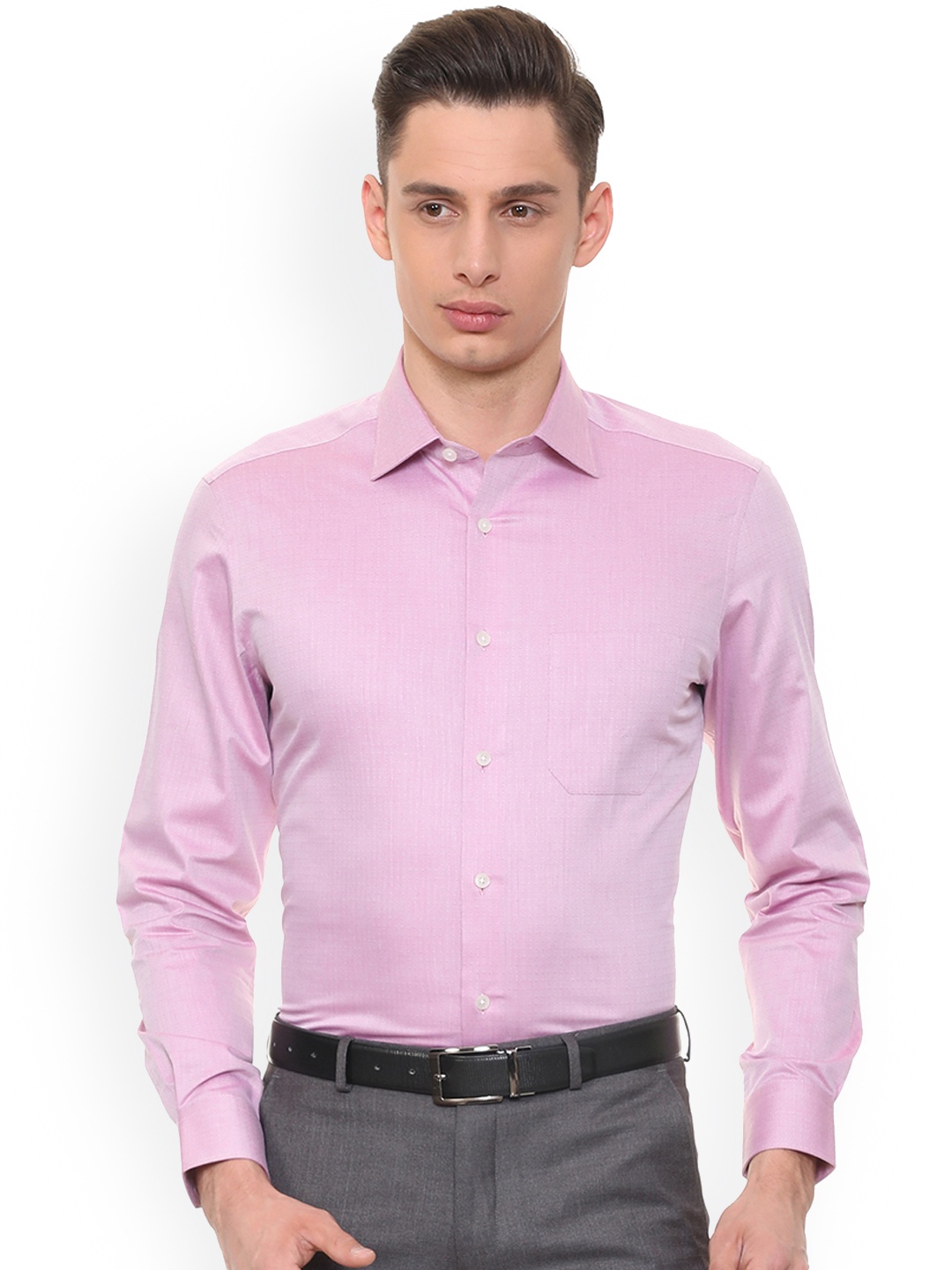 

Louis Philippe Men Pink Regular Fit Self Design Formal Shirt