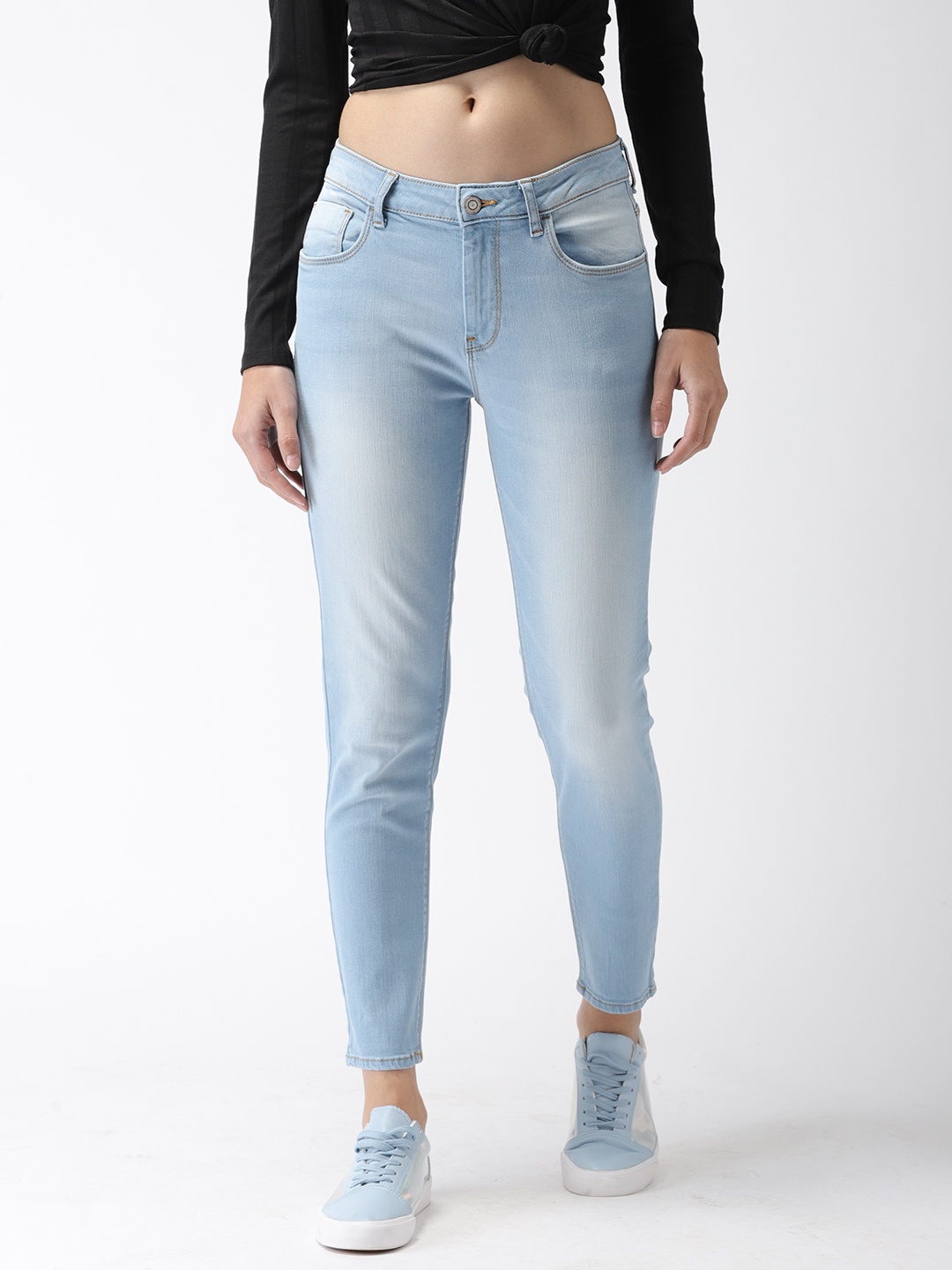 

Flying Machine Women Blue Veronica Skinny Fit Mid-Rise Clean Look Cropped Jeans