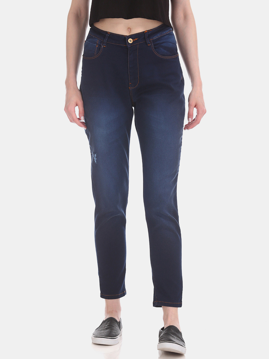 

Flying Machine Women Blue Boyfriend Fit High-Rise Clean Look Stretchable Jeans