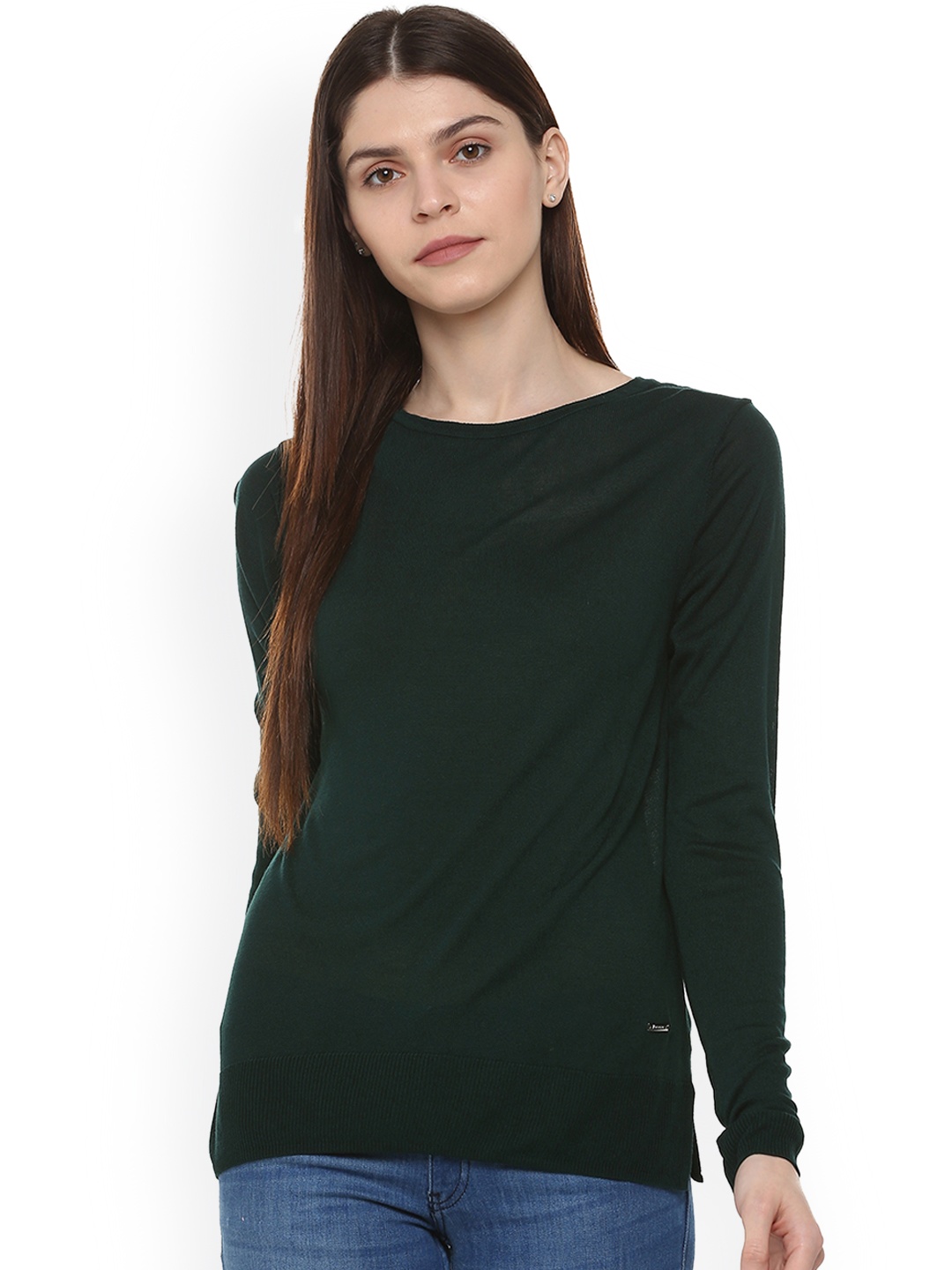 

Van Heusen Woman Women Green Solid Pure Cotton Top