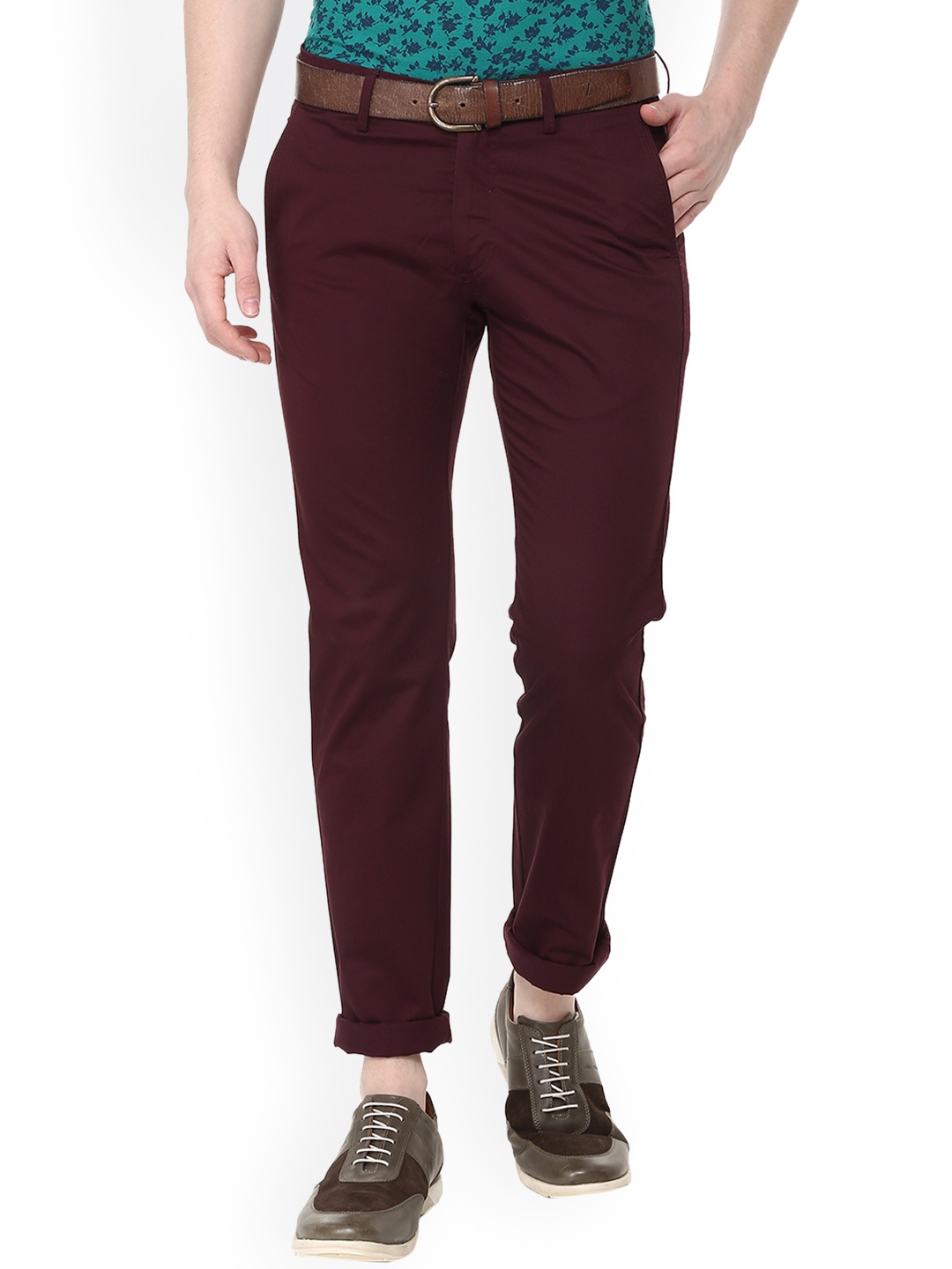 

Allen Solly Men Maroon Slim Fit Solid Chinos