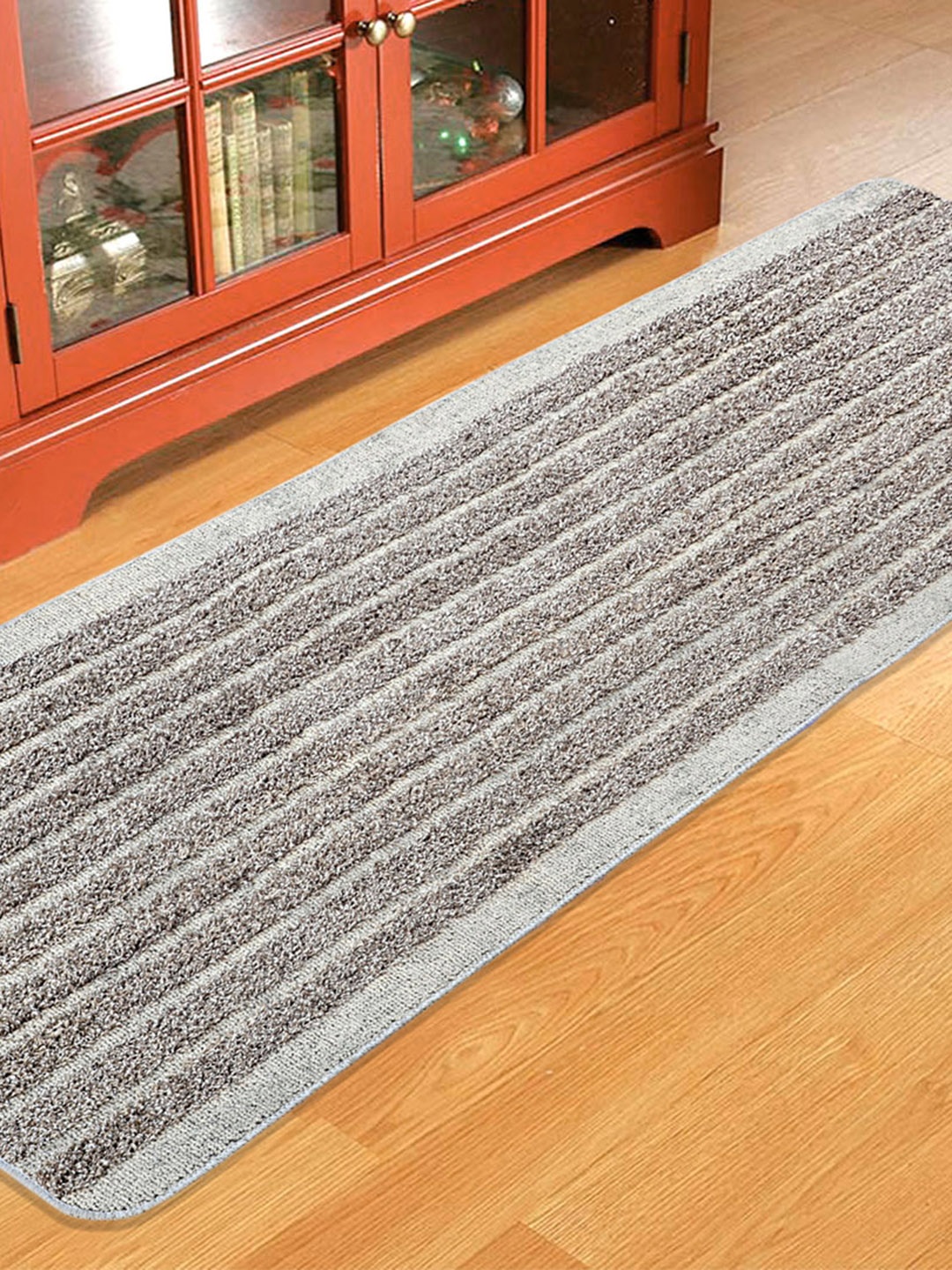 

Saral Home Grey Striped Polyester Runner