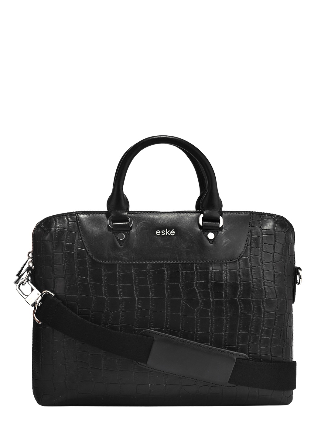 

Eske Men Black Solid Leather Laptop Bag