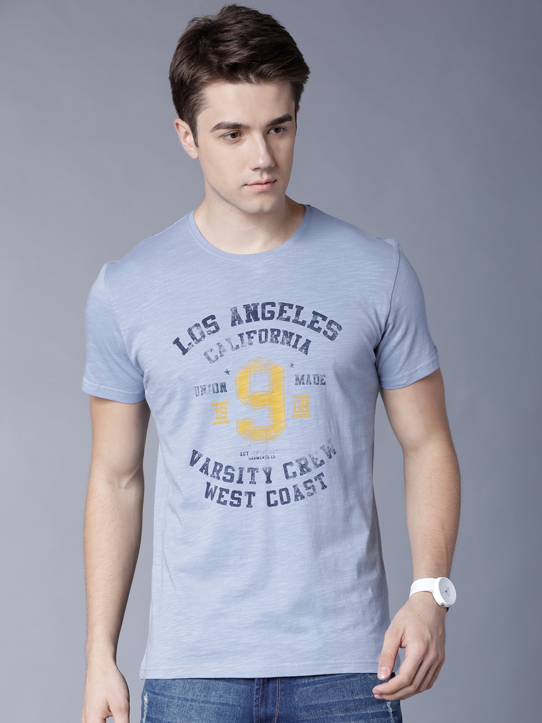 

LOCOMOTIVE Men Blue Printed Round Neck T-shirt