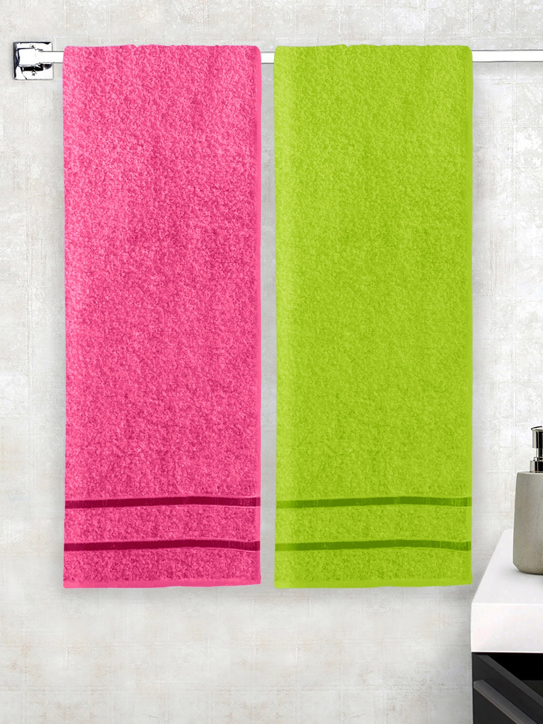 

Story@home Unisex Set of 2 Solid Bath Towels, Green