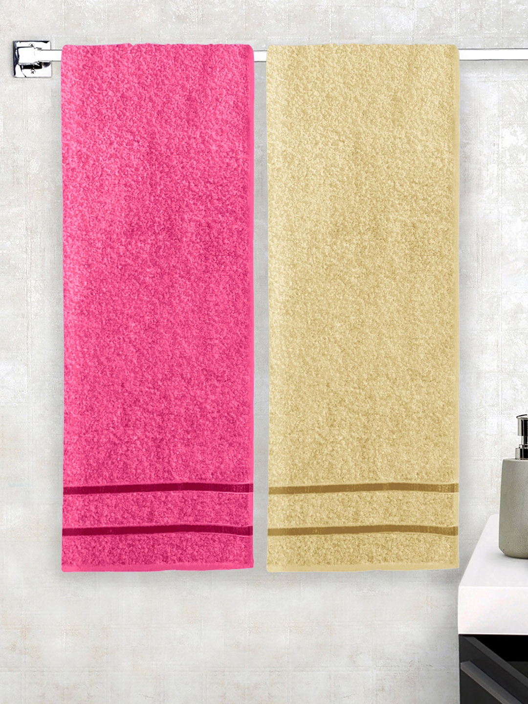 

Story@home Unisex Set of 2 Solid Bath Towels, Beige