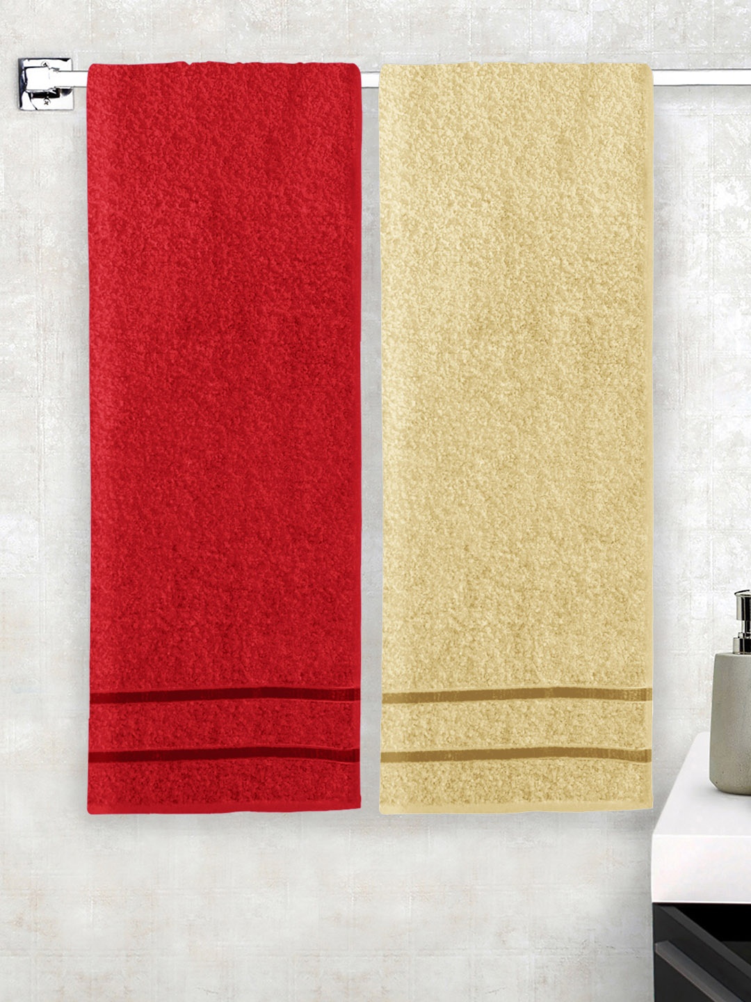 

Story@home Unisex Set of 2 Solid Bath Towels, Beige