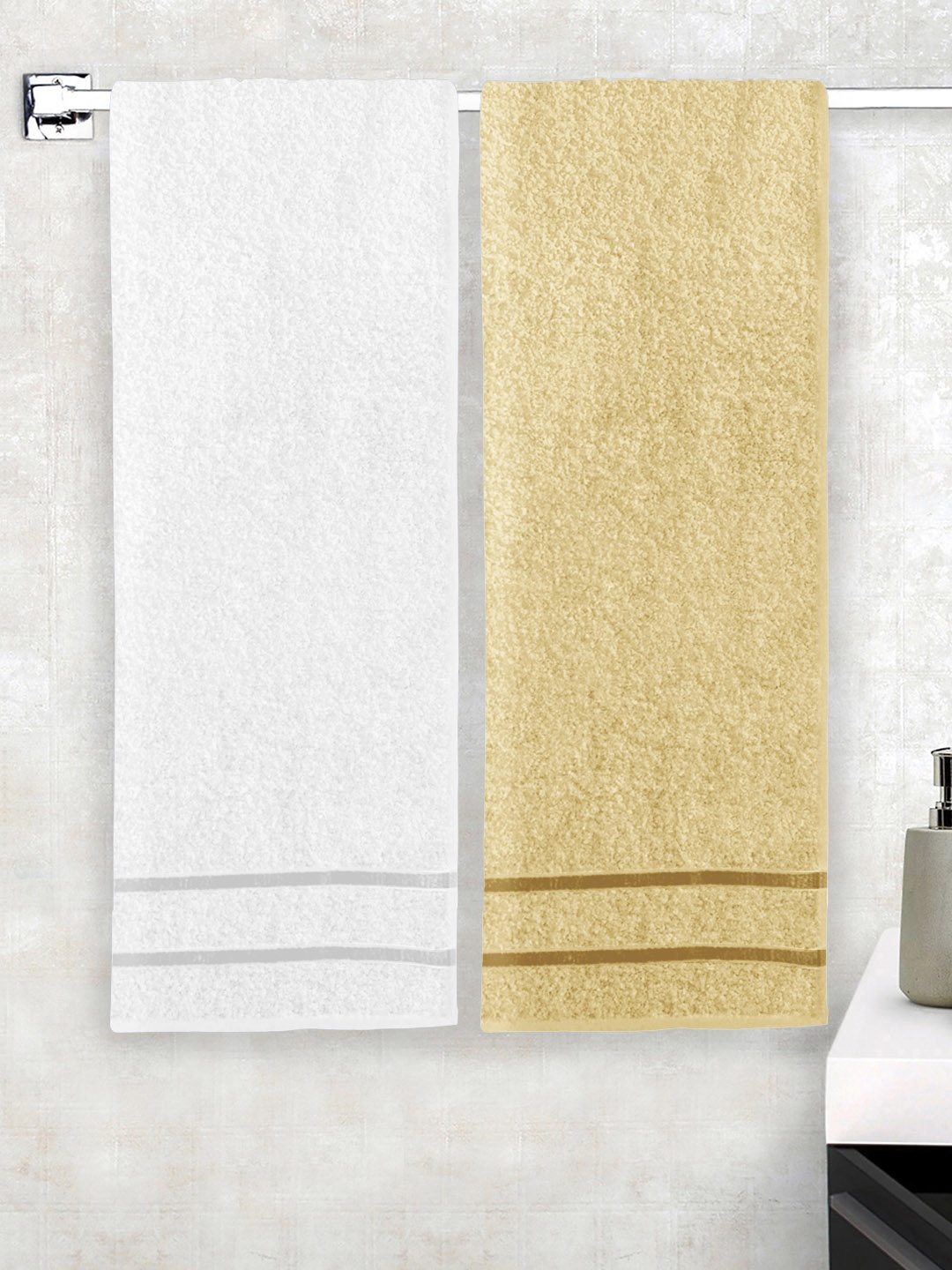 

Story@home Unisex Set of 2 Solid Bath Towels, Beige
