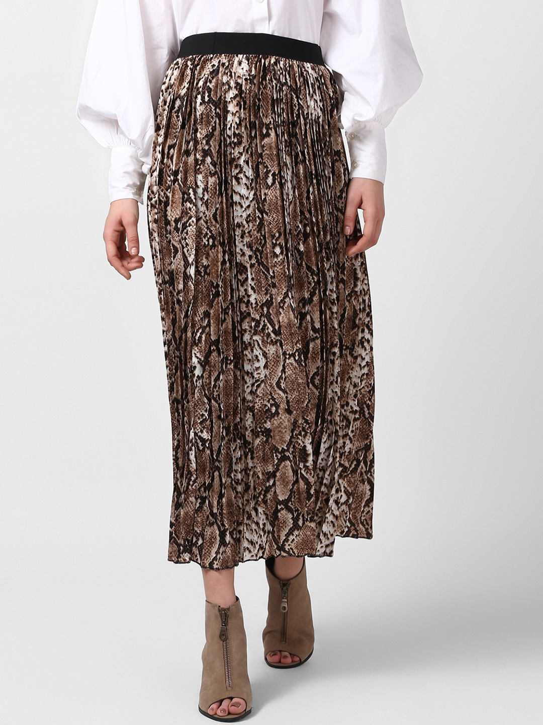 

StyleStone Women's Brown & Black Printed A-Line Skirt