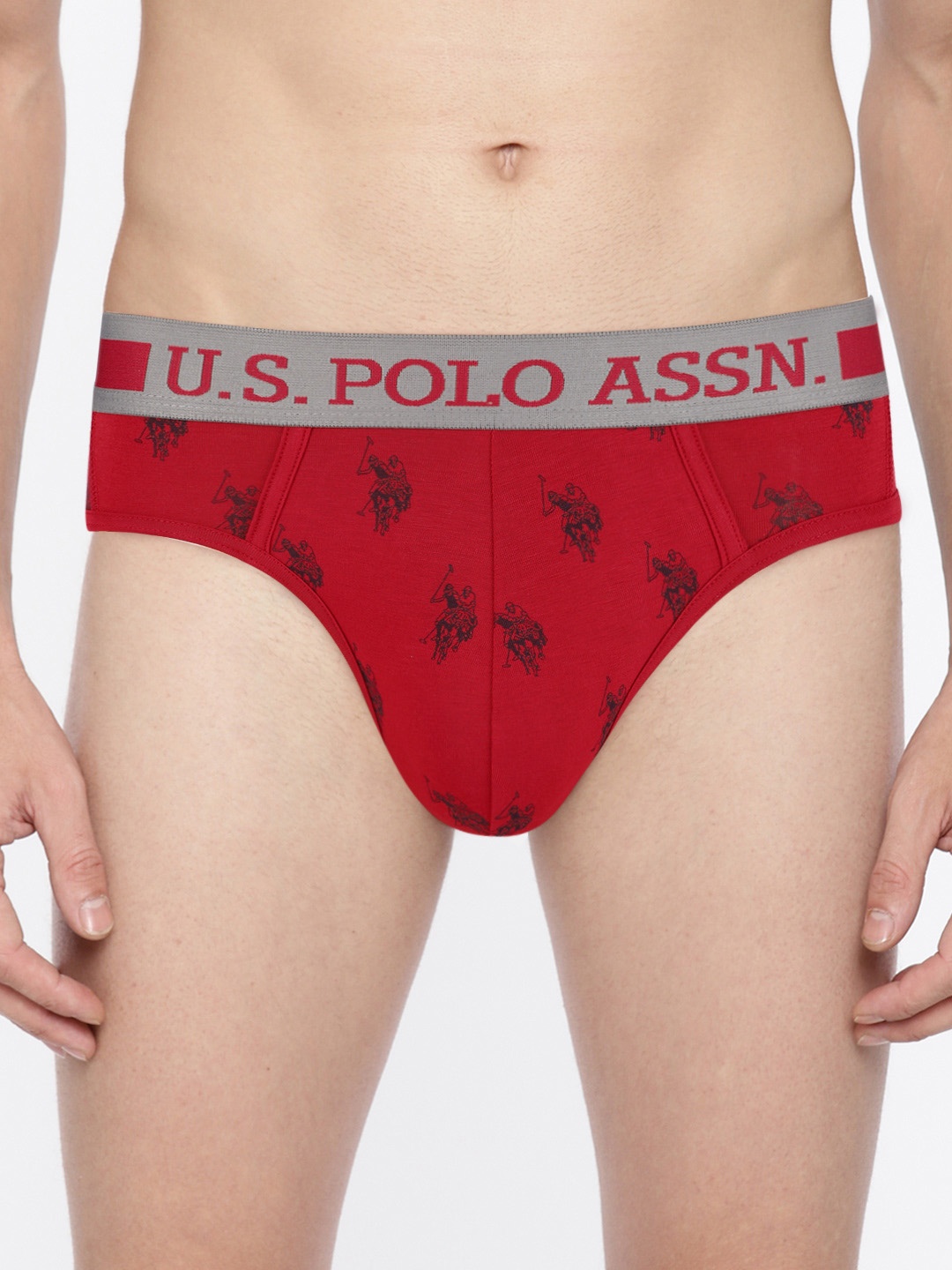 

U.S. Polo Assn. Men Red Printed Sports Brief I111-125-Pr-Xxl