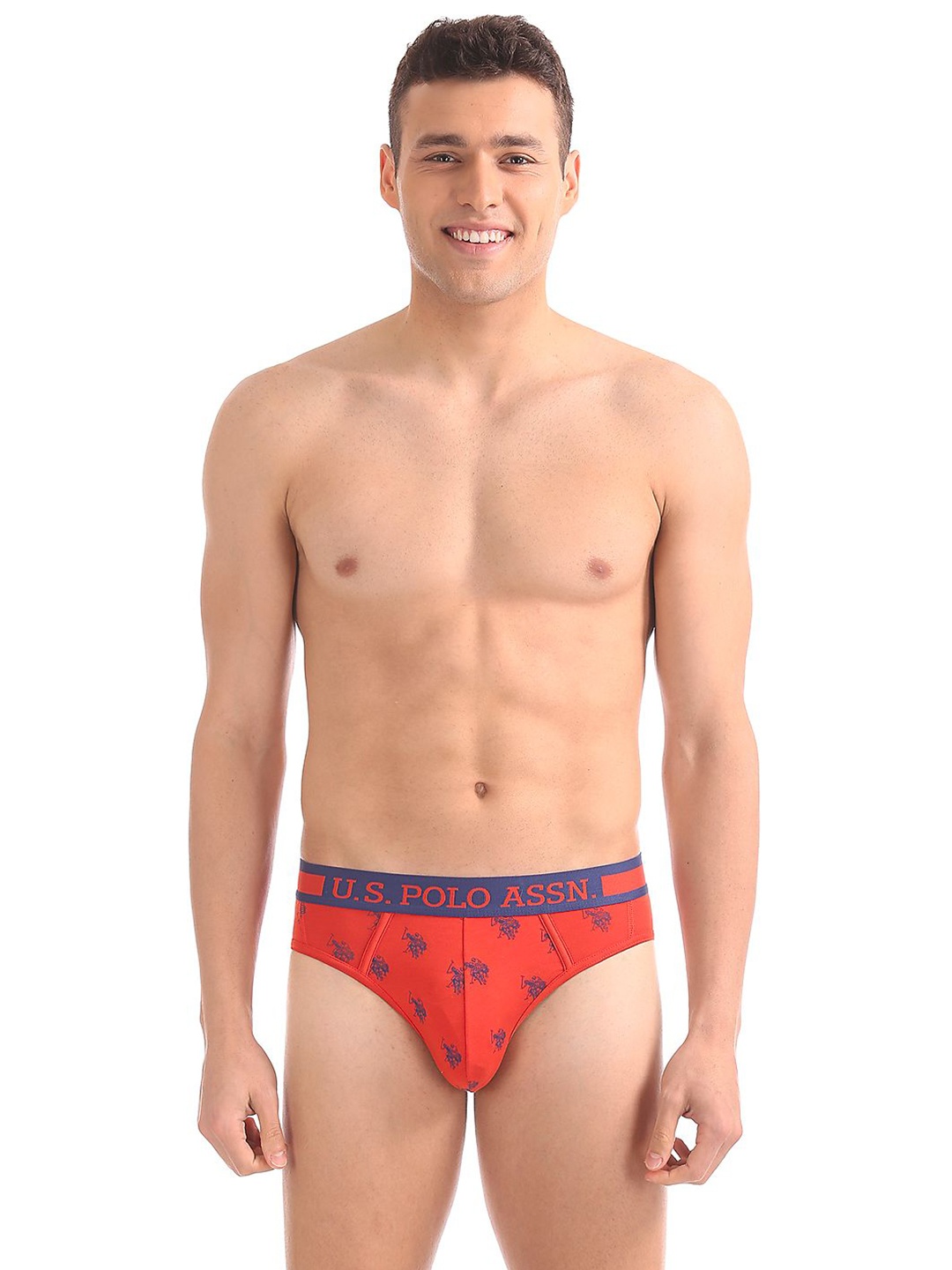 

U.S. Polo Assn. Men Orange Printed Sports Briefs I111-007-Pr-Xxl