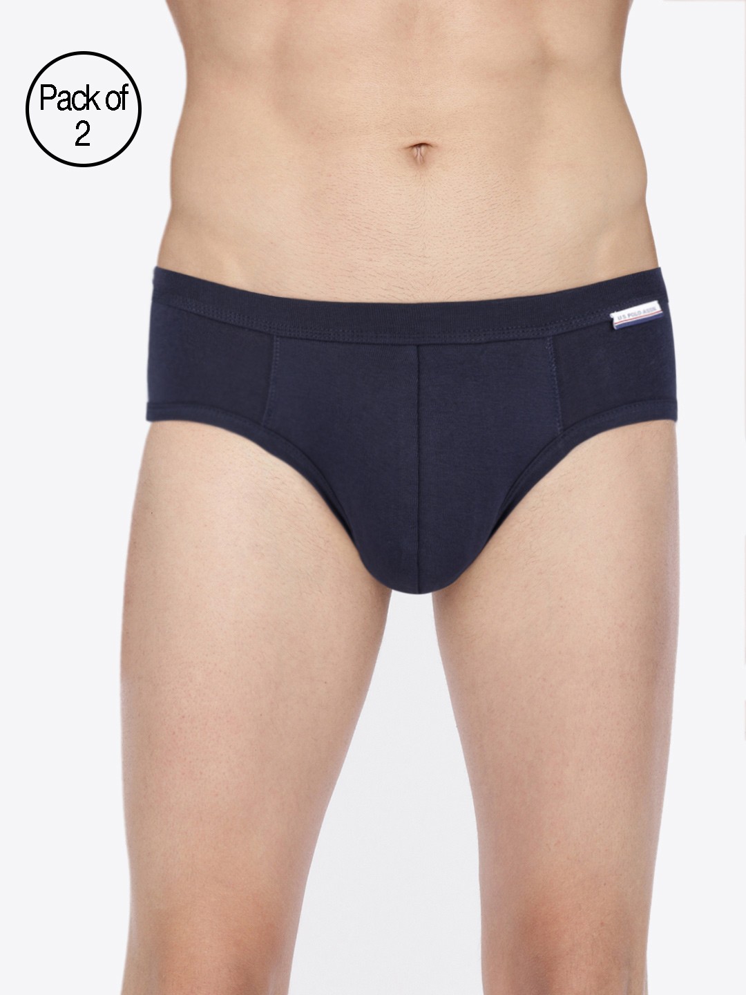 

U.S. Polo Assn. Men Navy Blue Solid Pack of 2 Briefs I640-195-P2-S