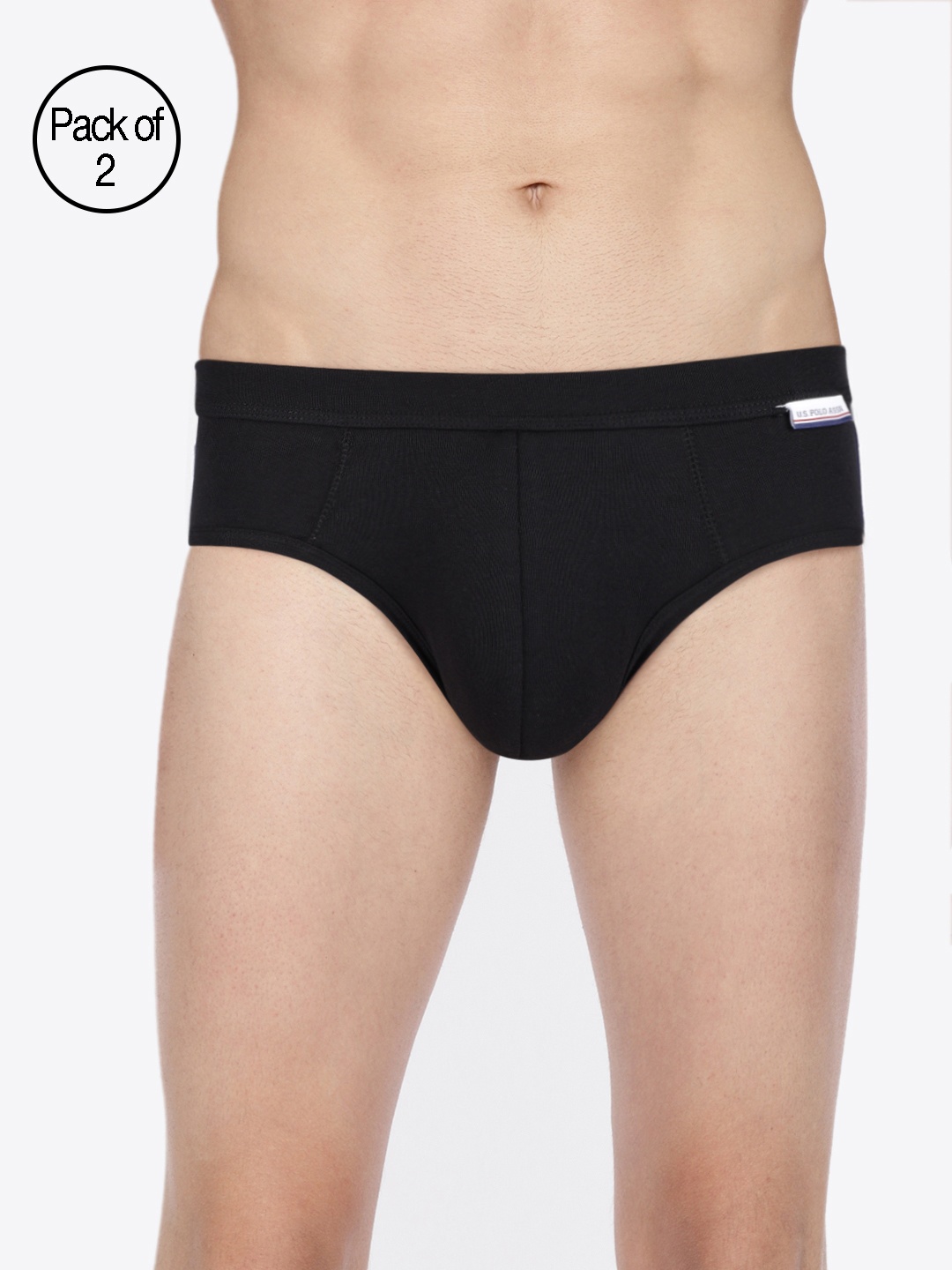 

U.S. Polo Assn. Men Black Pack of 2 Solid Briefs I640-002-P2-S