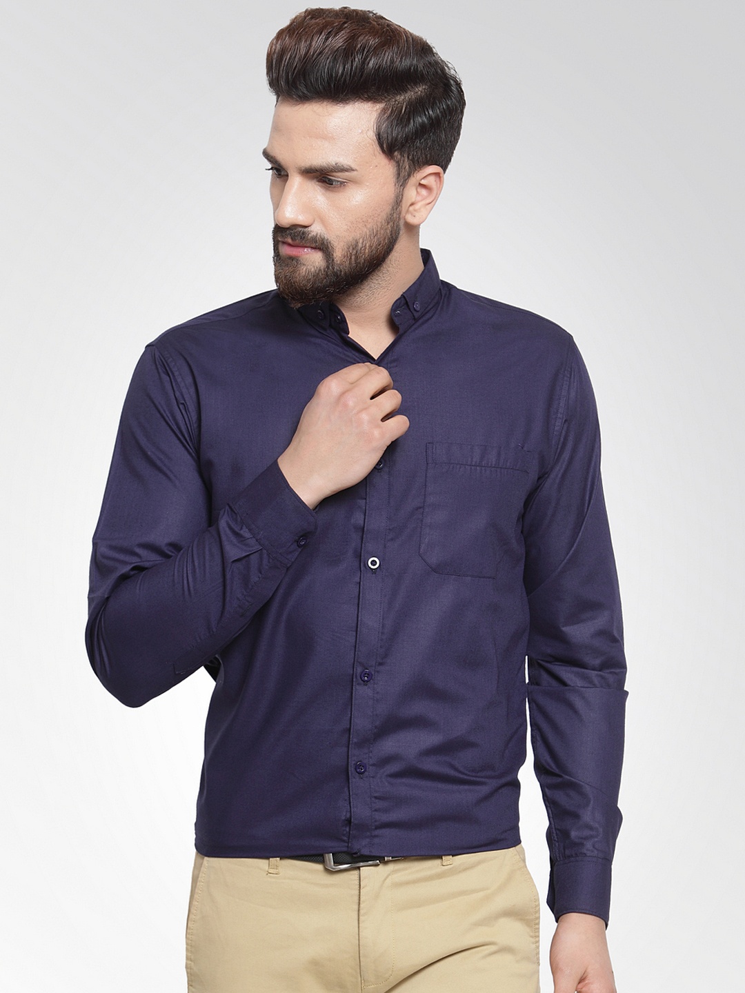 

JAINISH Men Navy Blue Classic Slim Fit Solid Formal Shirt