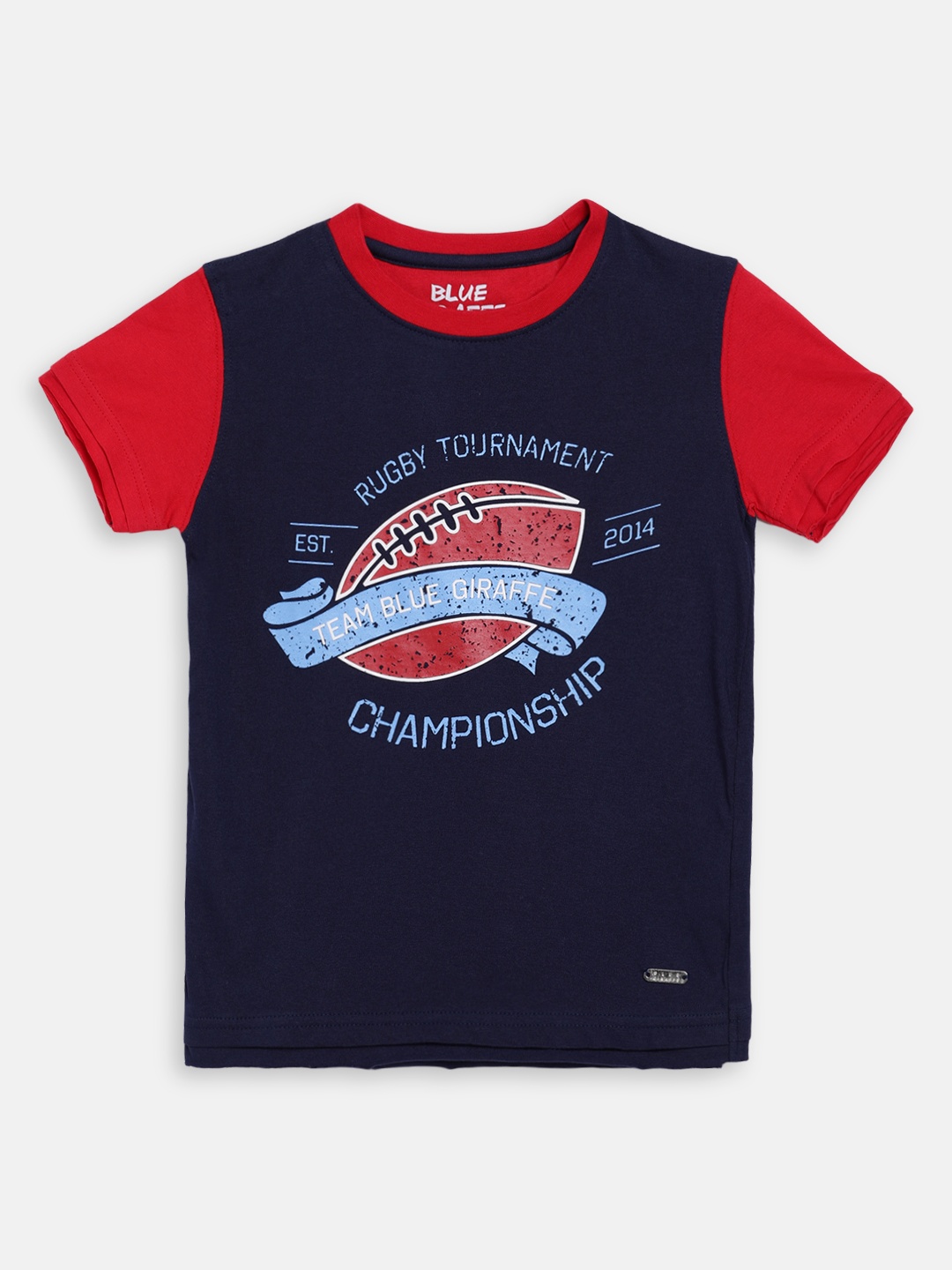 

Blue Giraffe Boys Navy Blue Printed Round Neck T-shirt