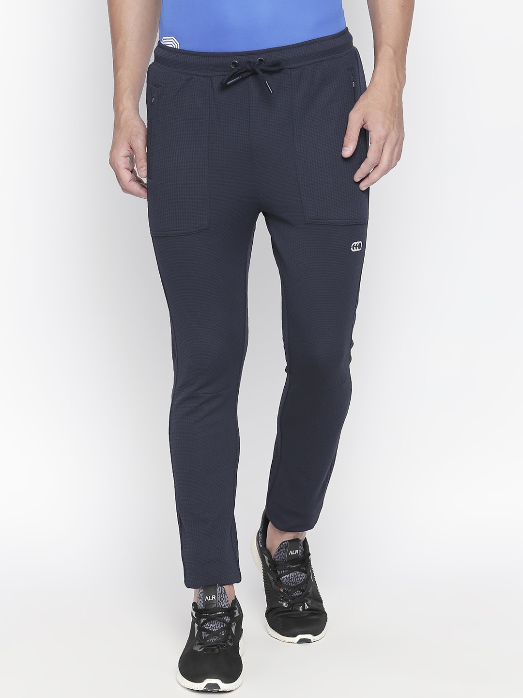 

Ajile by Pantaloons Men Navy Blue Self-Design Slim-Fit Track Pants