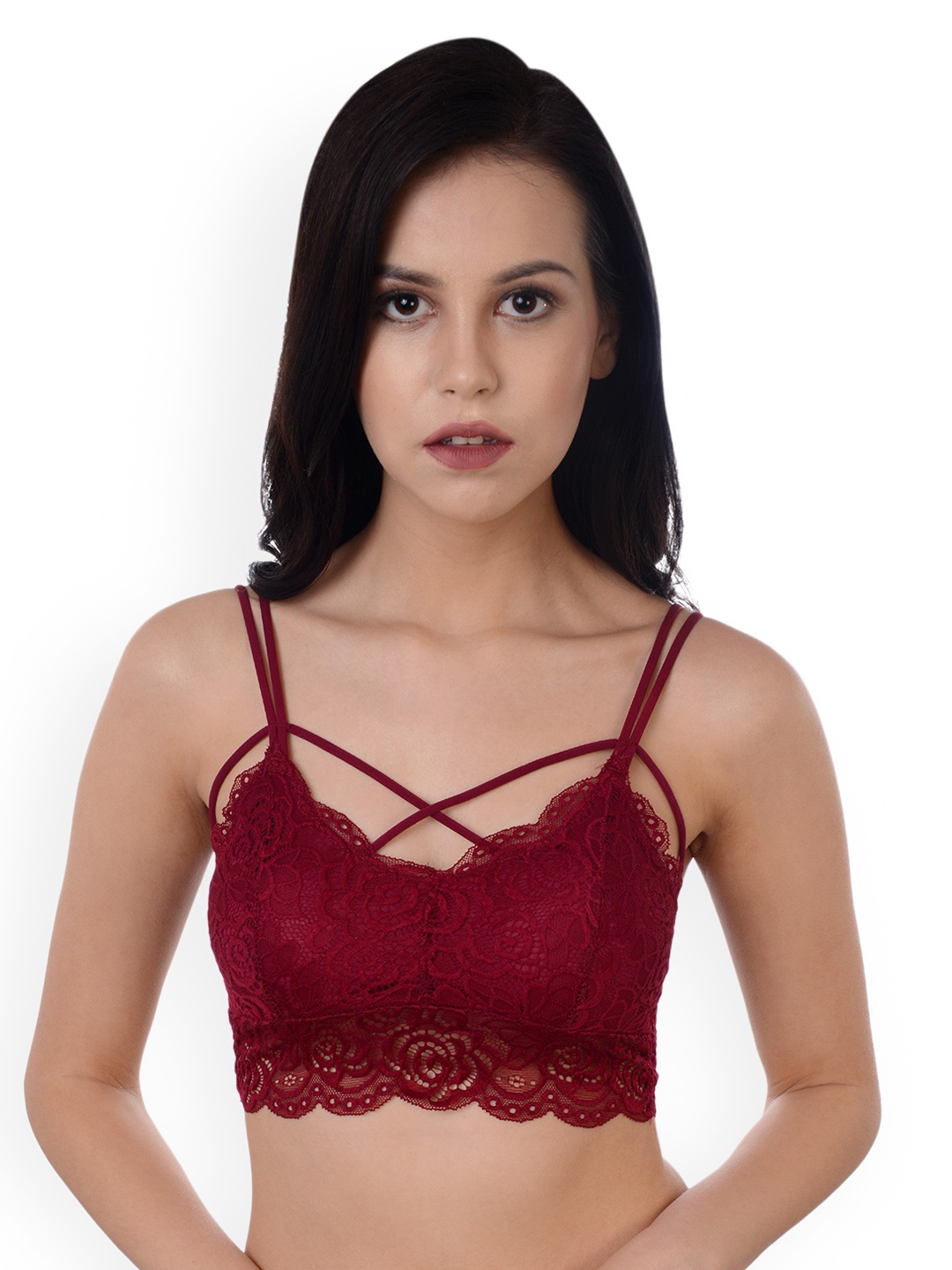 

Da Intimo Maroon Styled Back Lace Bralette DI-1206, Black