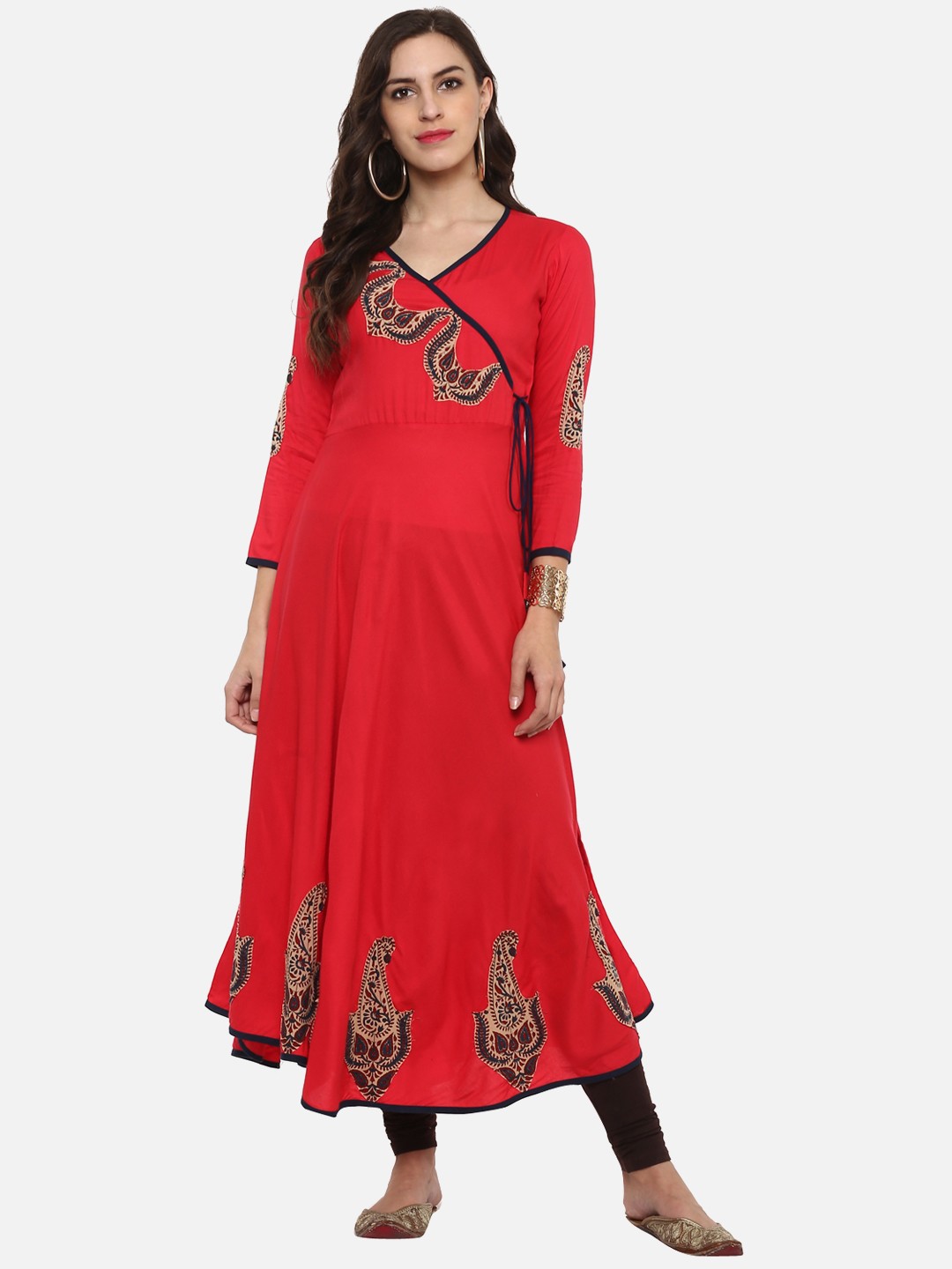 

YASH GALLERY Women Red Solid Anarkali Kurta