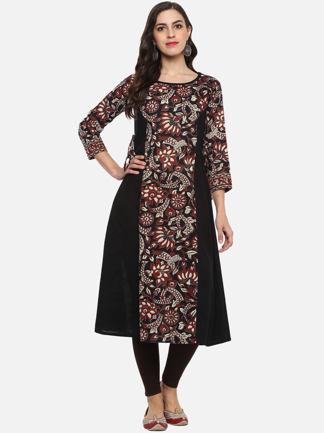 

YASH GALLERY Women Brown & Black Printed A-Line Kurta