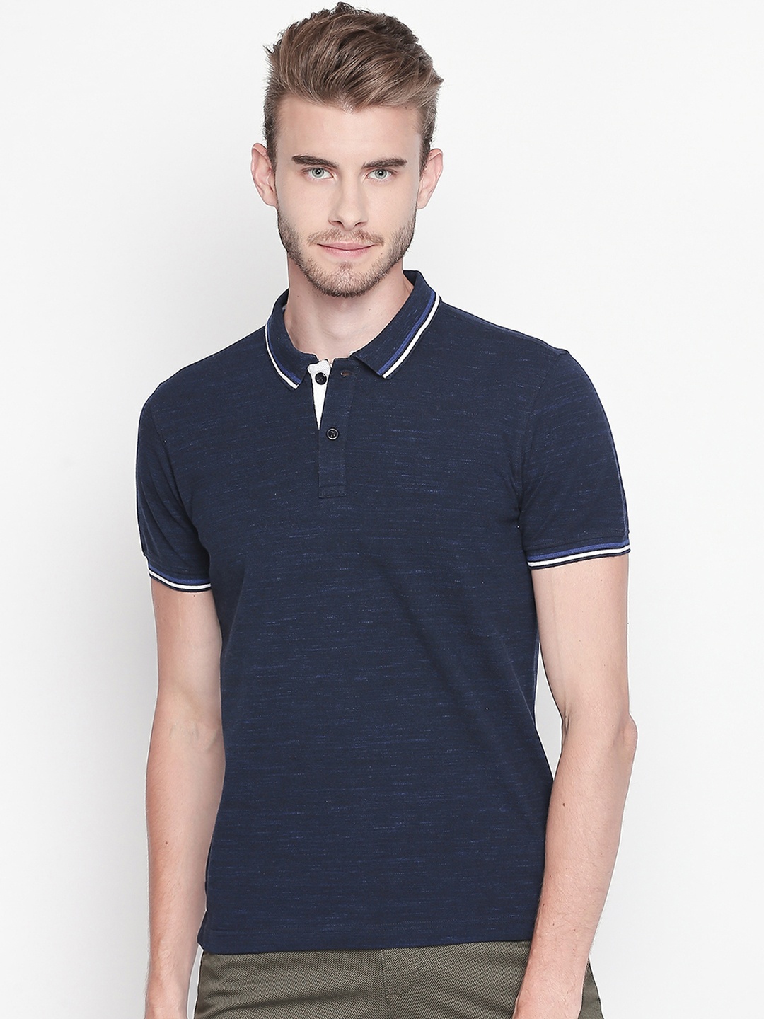 

Urban Ranger by pantaloons Men Navy Blue Solid Polo Collar T-shirt